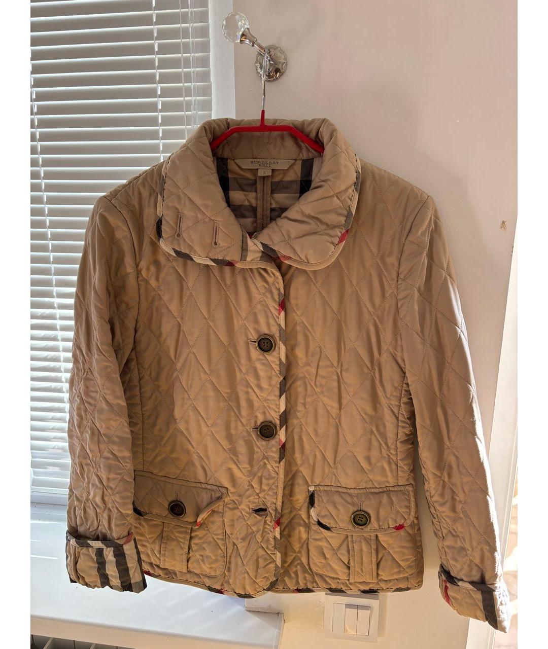 BURBERRY Бежевая хлопко-эластановая куртка, фото 5