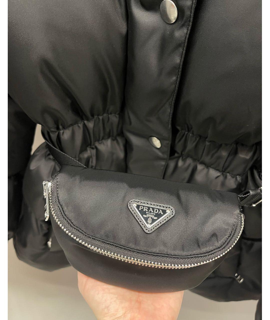 PRADA Черный полиэстеровый пуховик, фото 3