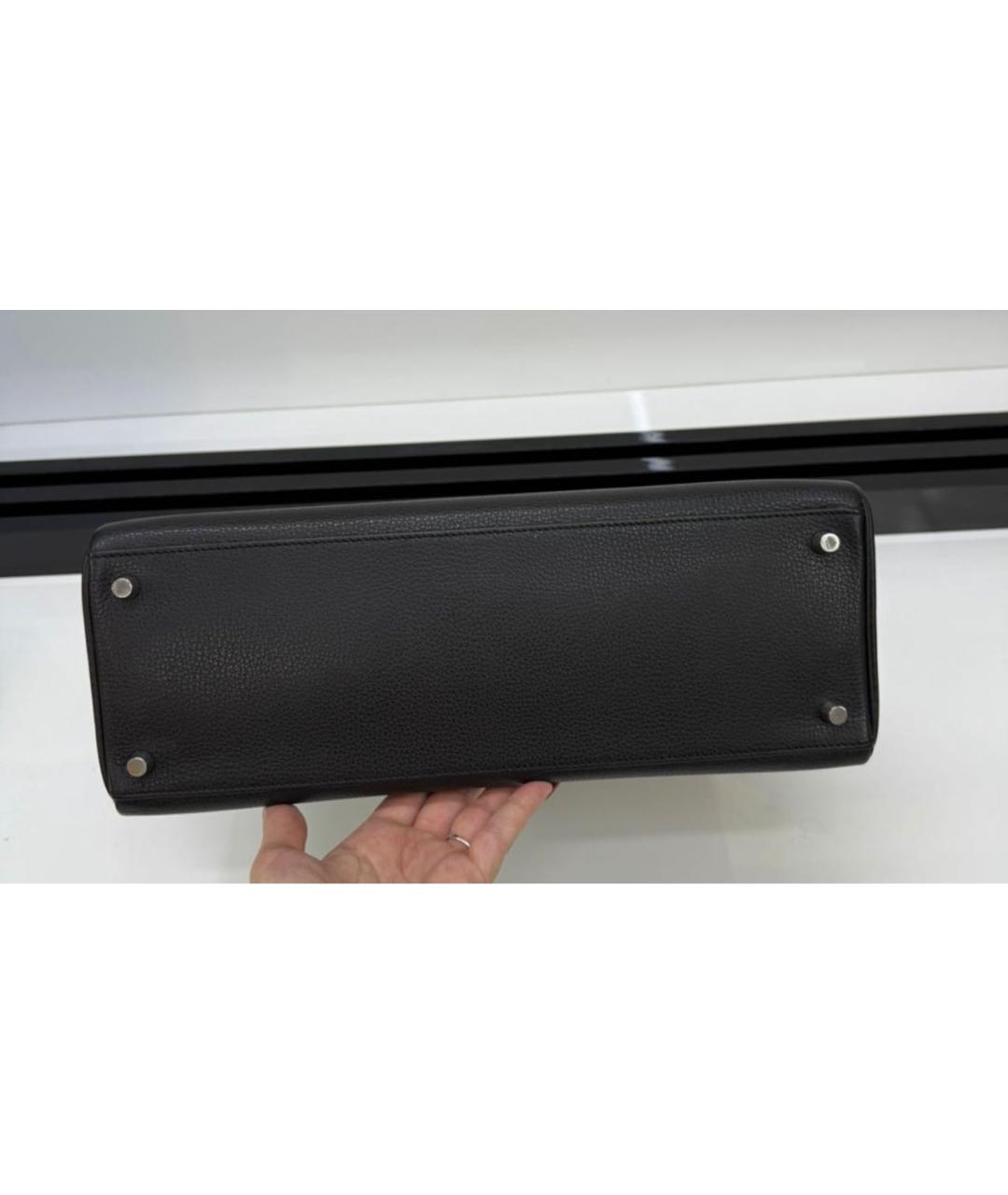 HERMES Черная кожаная сумка с короткими ручками, фото 7