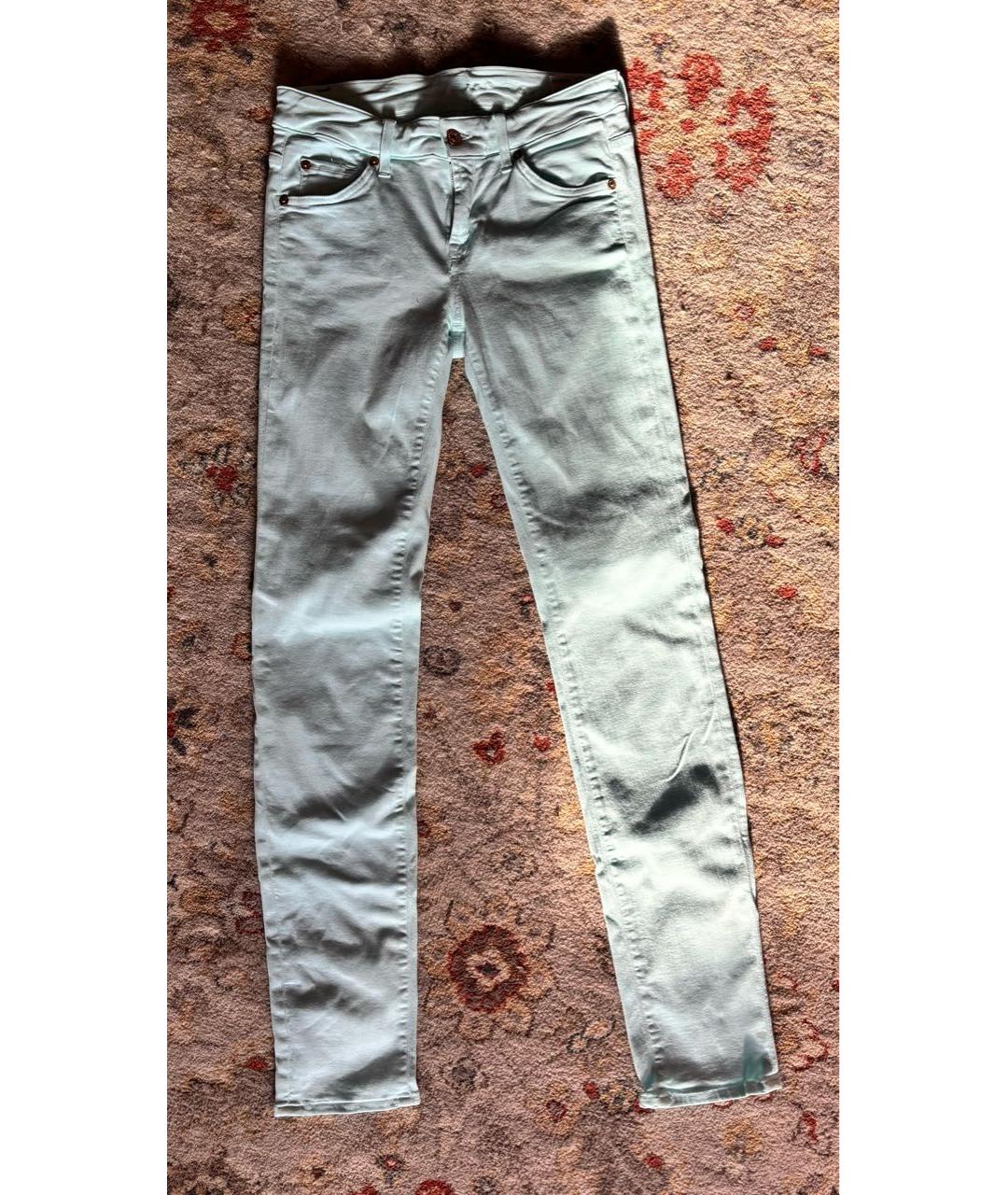 7 FOR ALL MANKIND Голубые хлопко-полиэстеровые джинсы слим, фото 9