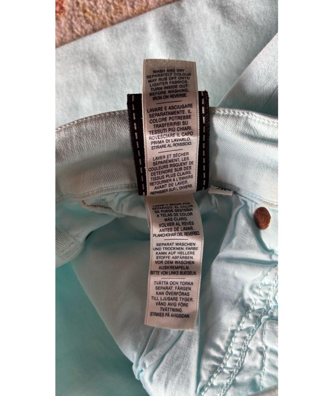 7 FOR ALL MANKIND Голубые хлопко-полиэстеровые джинсы слим, фото 4