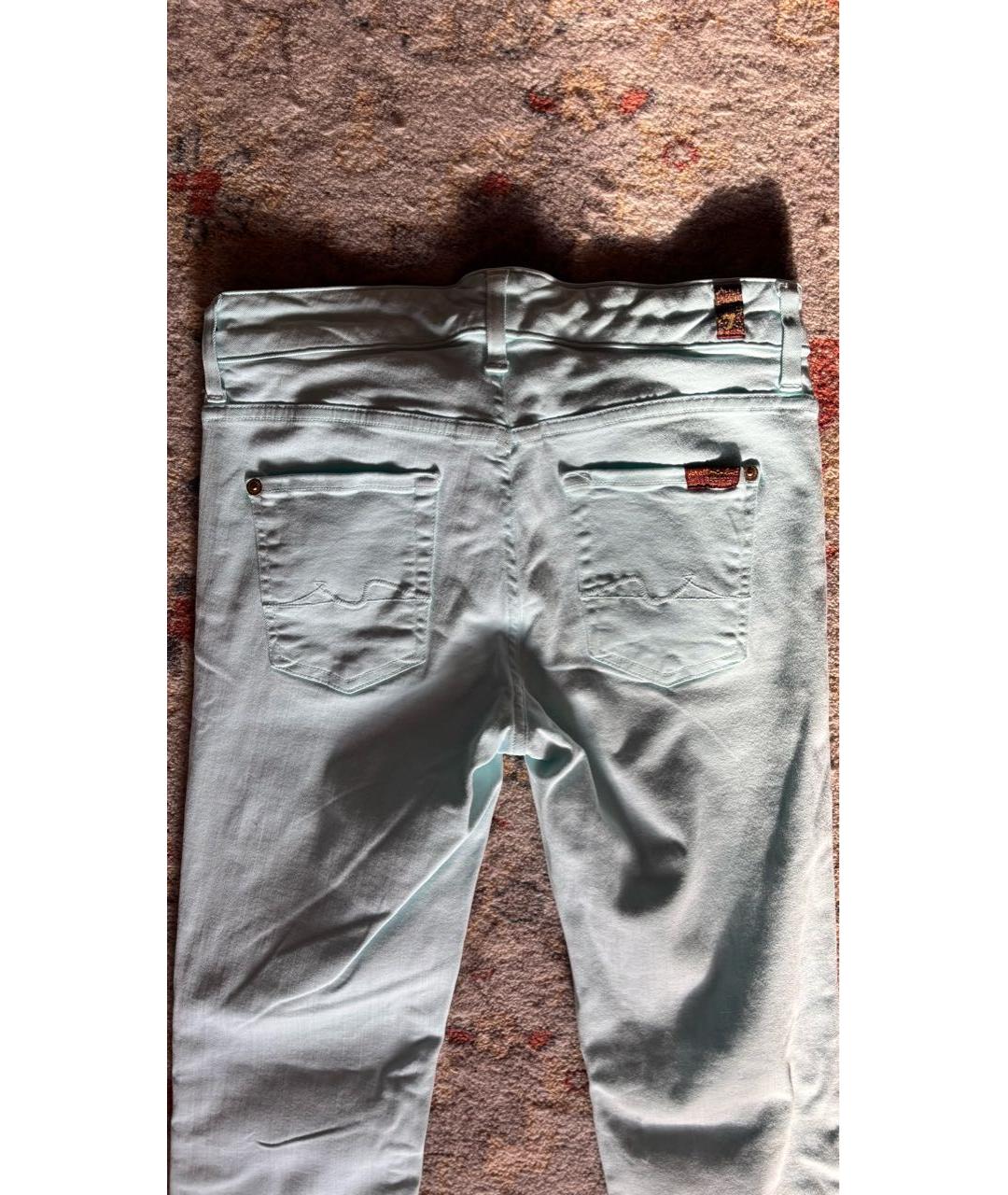 7 FOR ALL MANKIND Голубые хлопко-полиэстеровые джинсы слим, фото 3