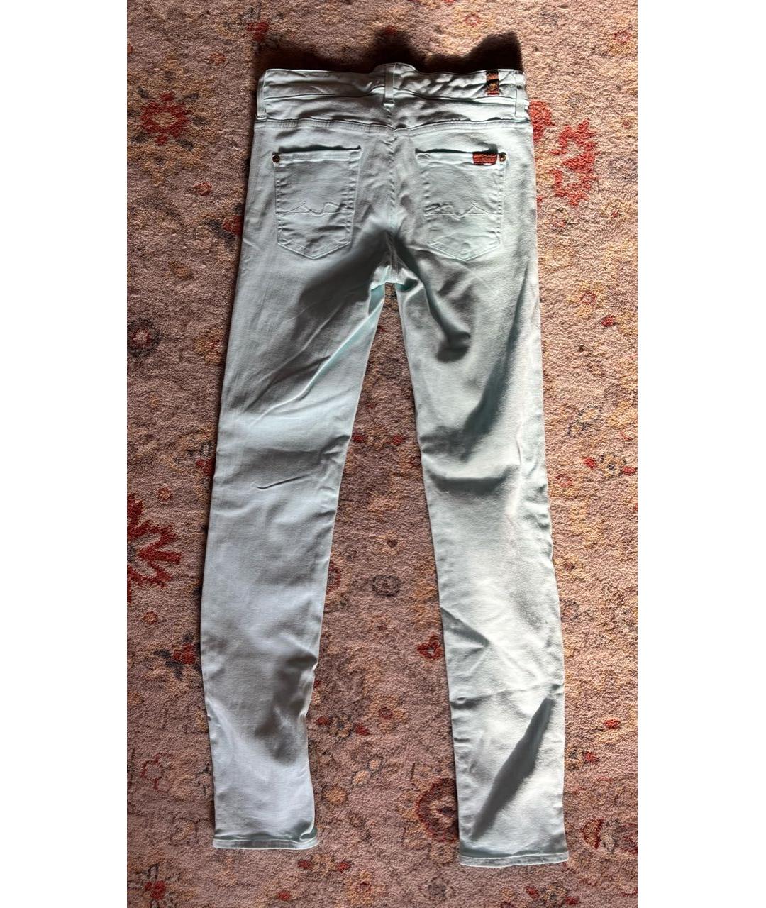 7 FOR ALL MANKIND Голубые хлопко-полиэстеровые джинсы слим, фото 2