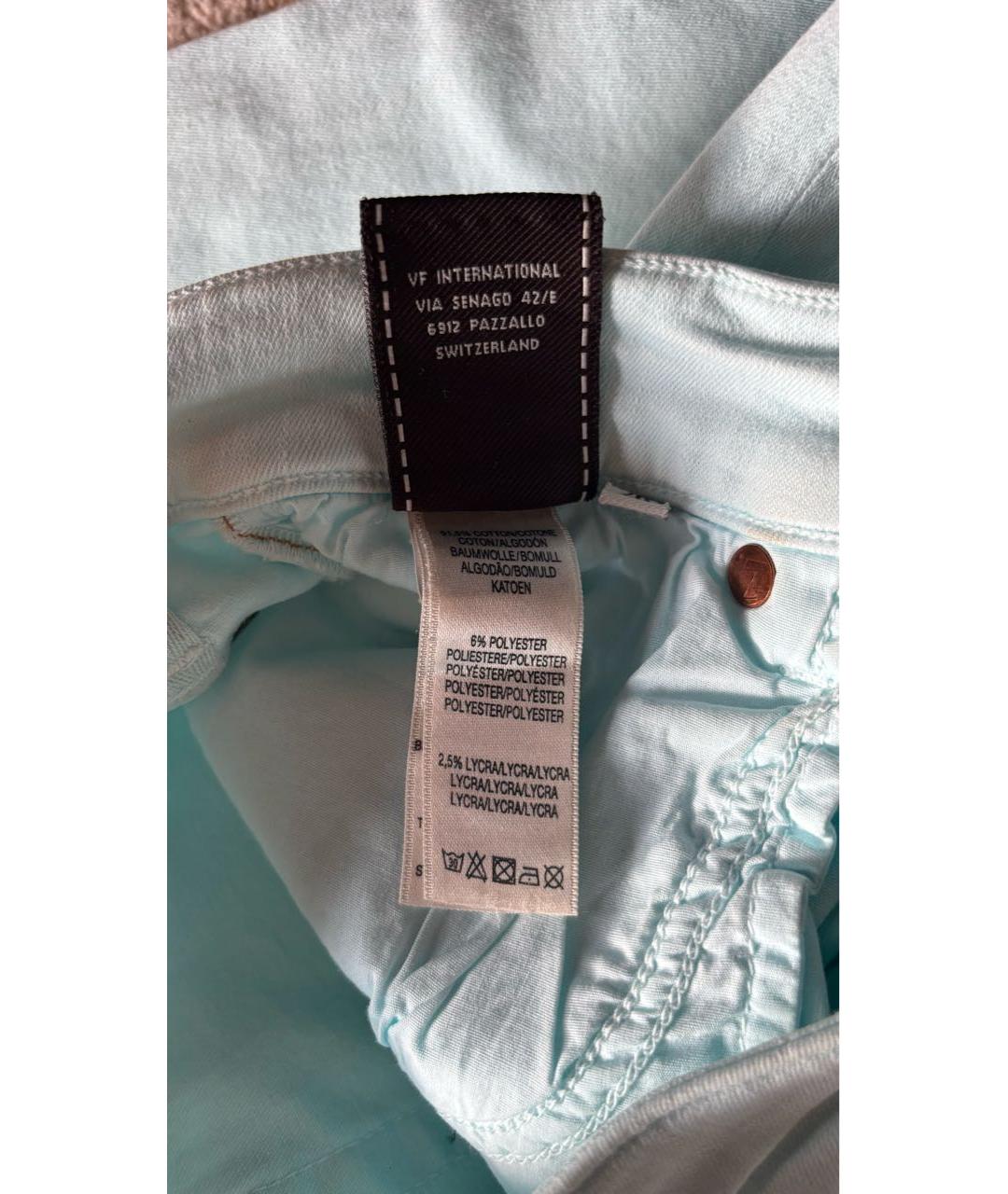 7 FOR ALL MANKIND Голубые хлопко-полиэстеровые джинсы слим, фото 7