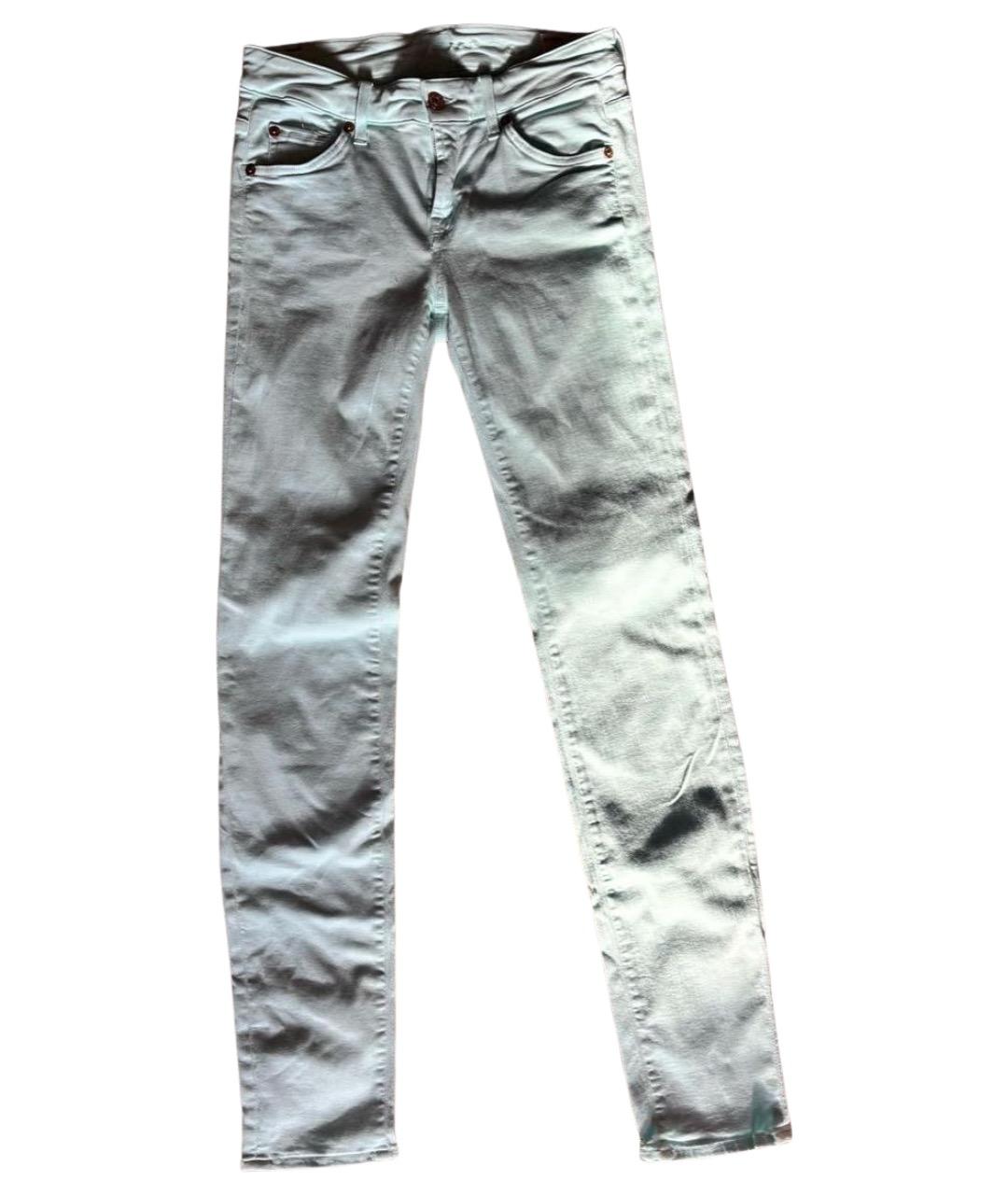 7 FOR ALL MANKIND Голубые хлопко-полиэстеровые джинсы слим, фото 1