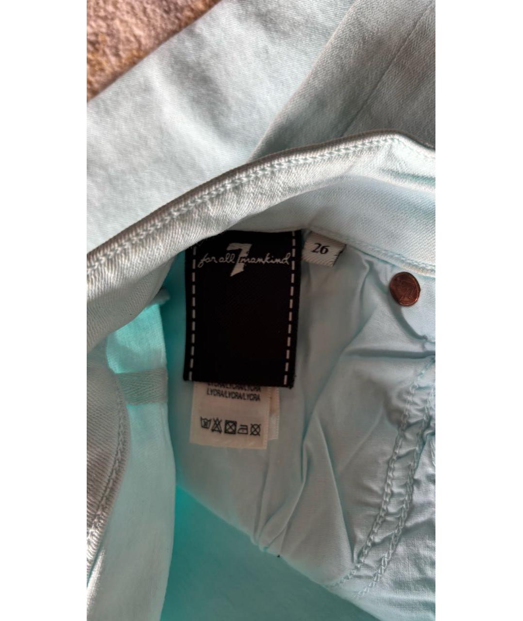 7 FOR ALL MANKIND Голубые хлопко-полиэстеровые джинсы слим, фото 6