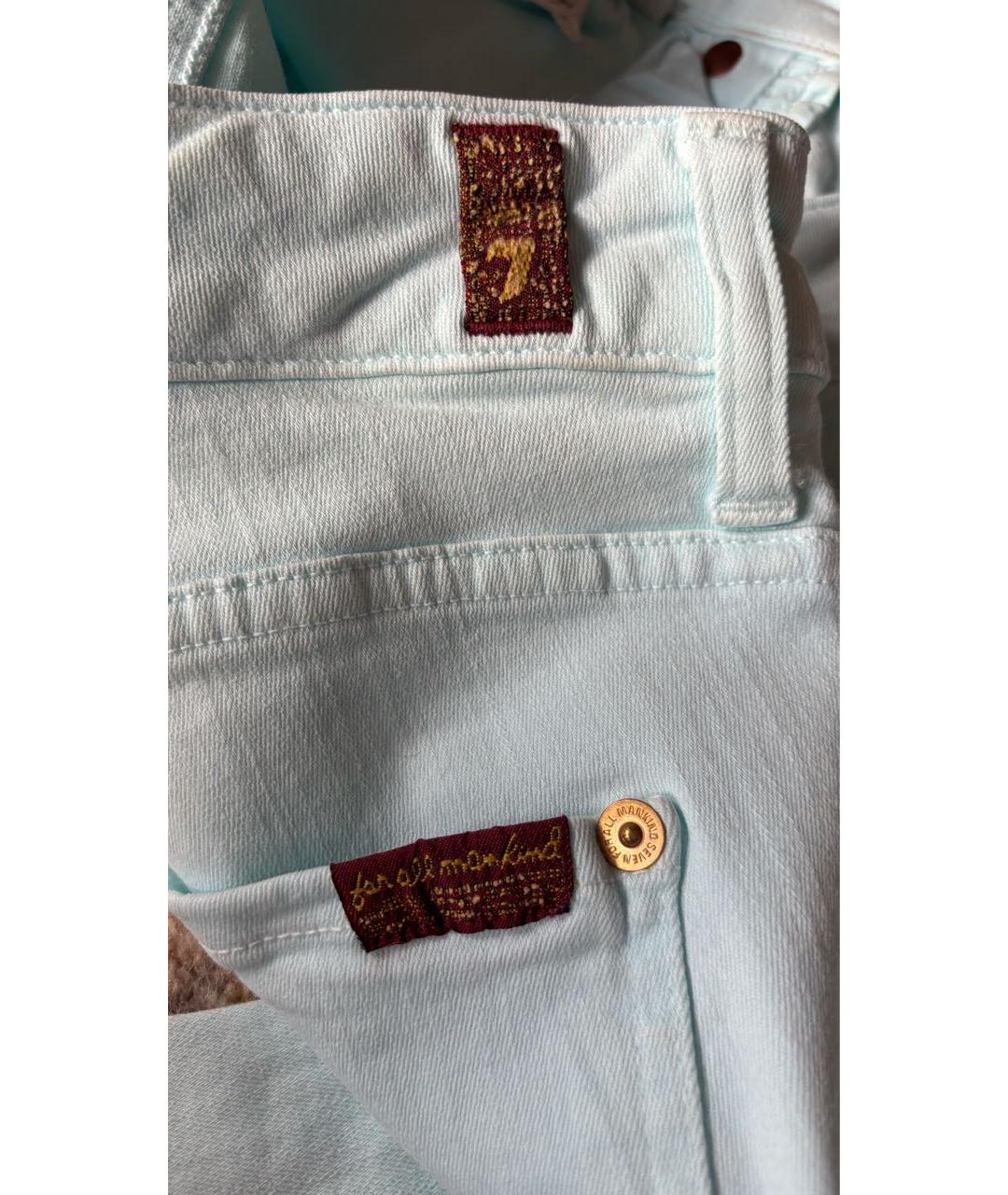 7 FOR ALL MANKIND Голубые хлопко-полиэстеровые джинсы слим, фото 8
