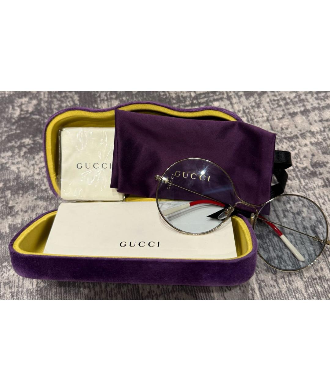 GUCCI Голубые металлические солнцезащитные очки, фото 3