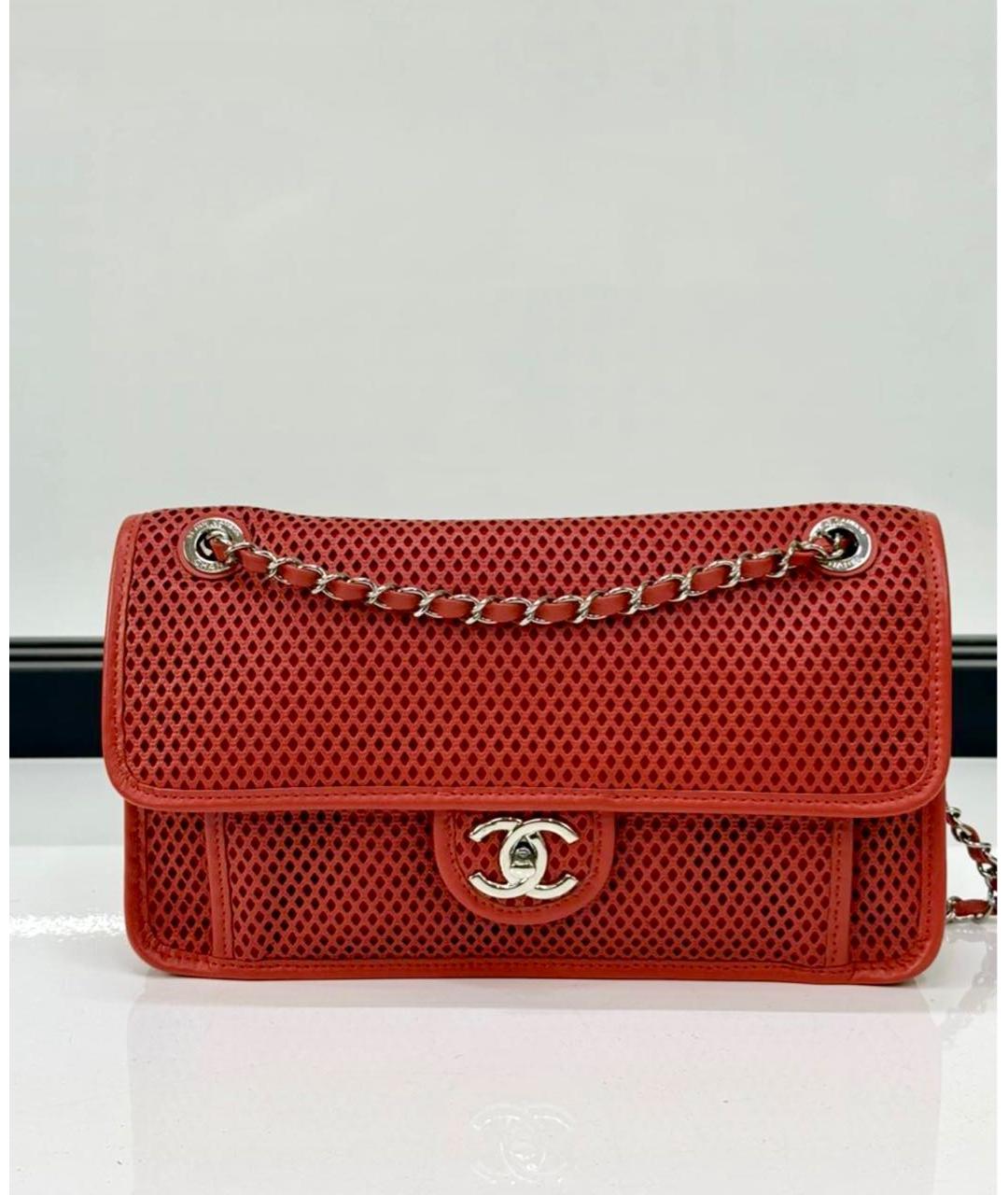 CHANEL Красная кожаная сумка через плечо, фото 9