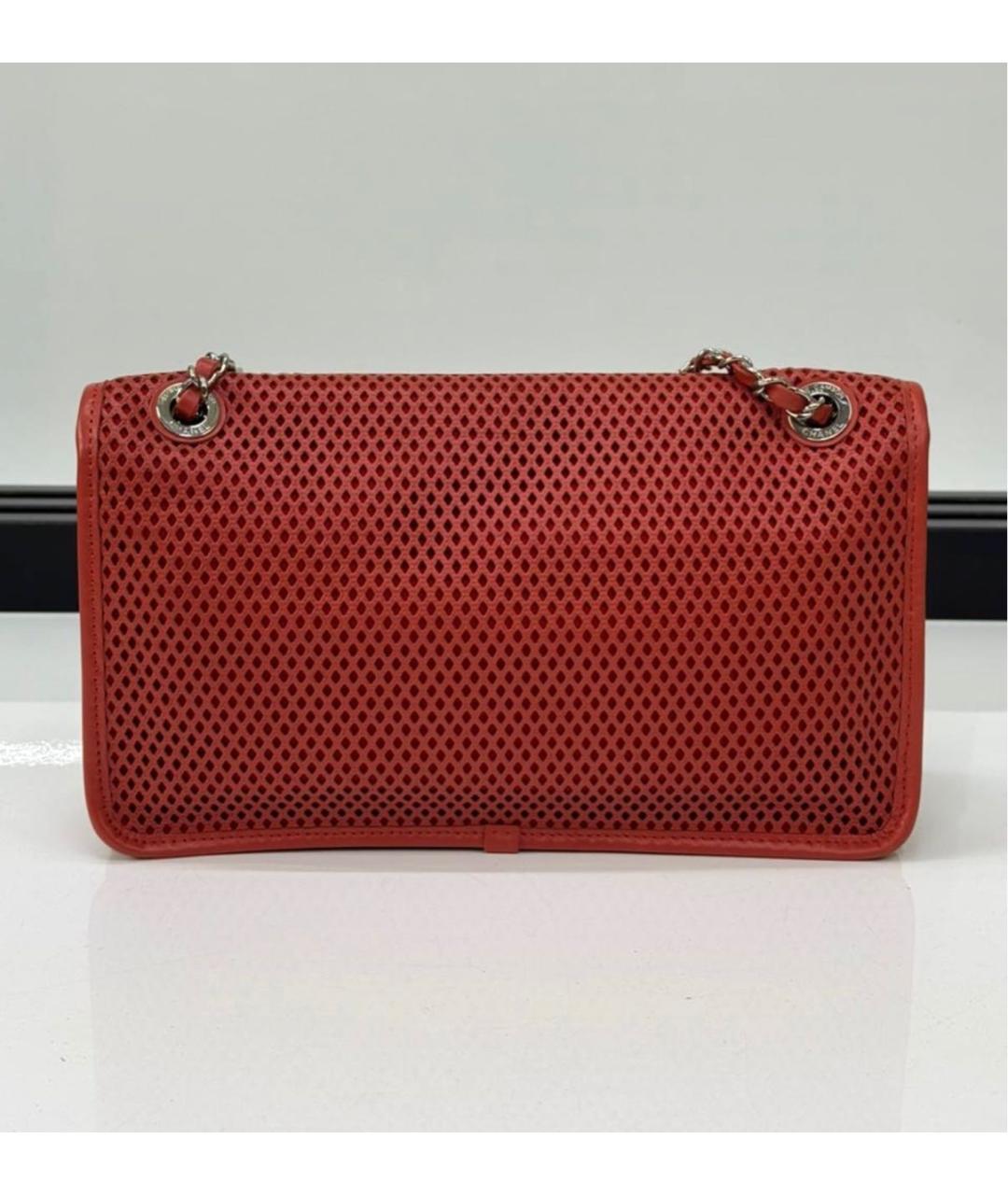 CHANEL Красная кожаная сумка через плечо, фото 3