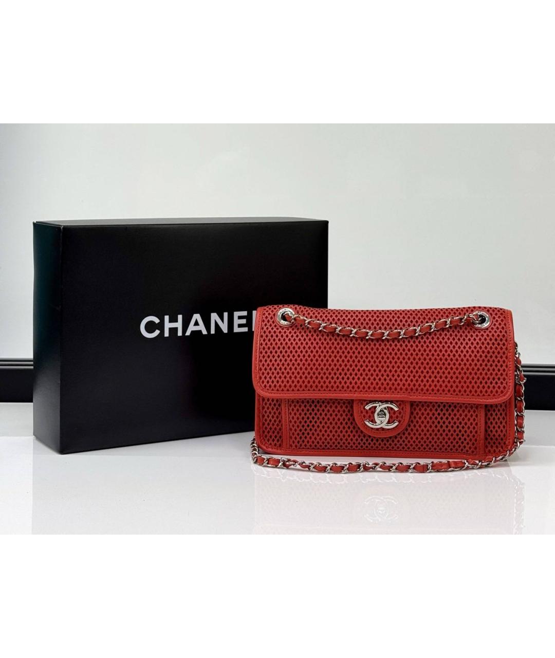 CHANEL Красная кожаная сумка через плечо, фото 8