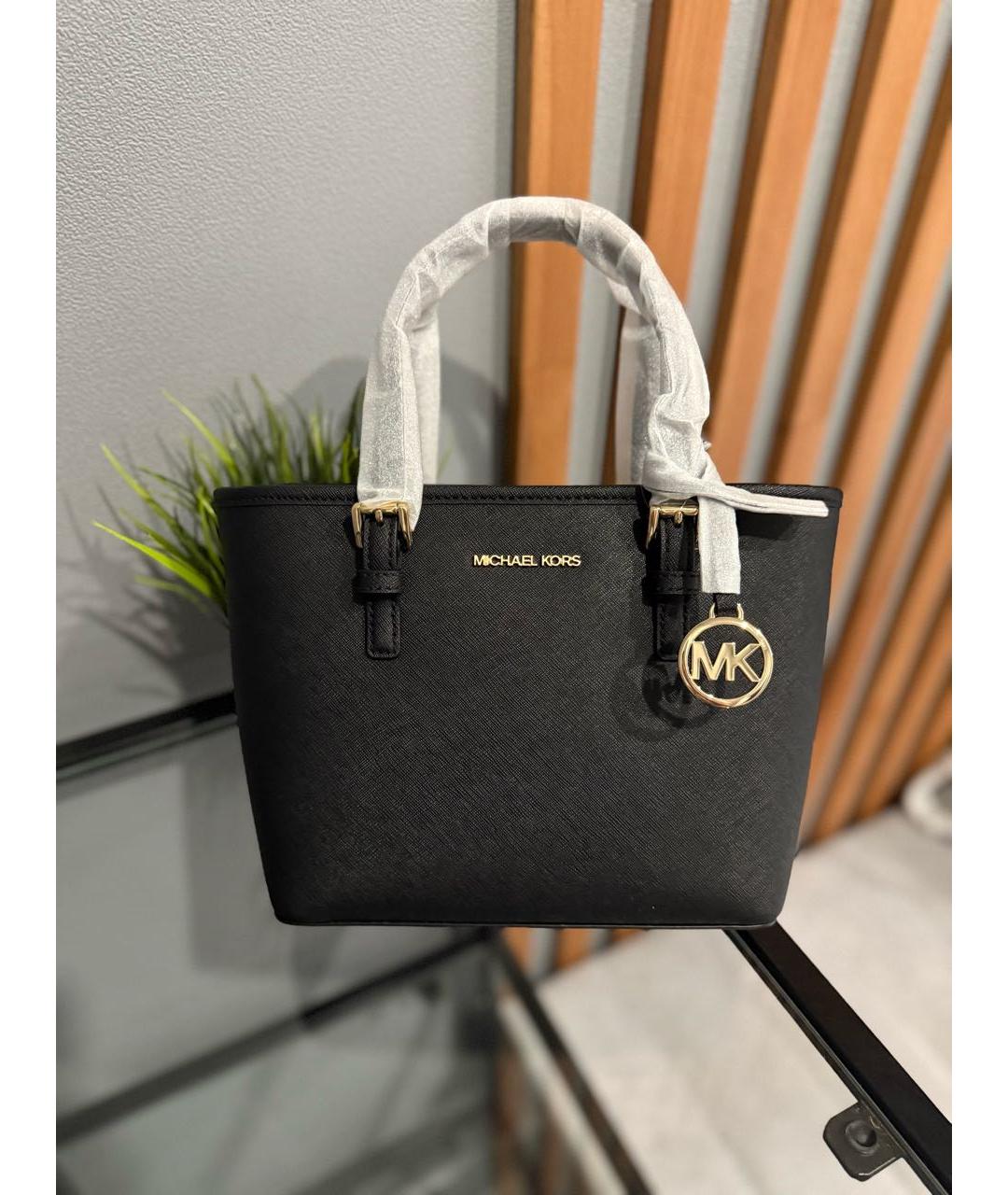 MICHAEL KORS Черная кожаная сумка тоут, фото 6