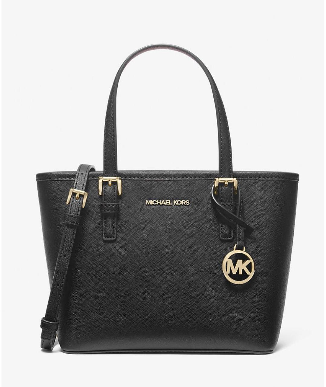 MICHAEL KORS Черная кожаная сумка тоут, фото 7