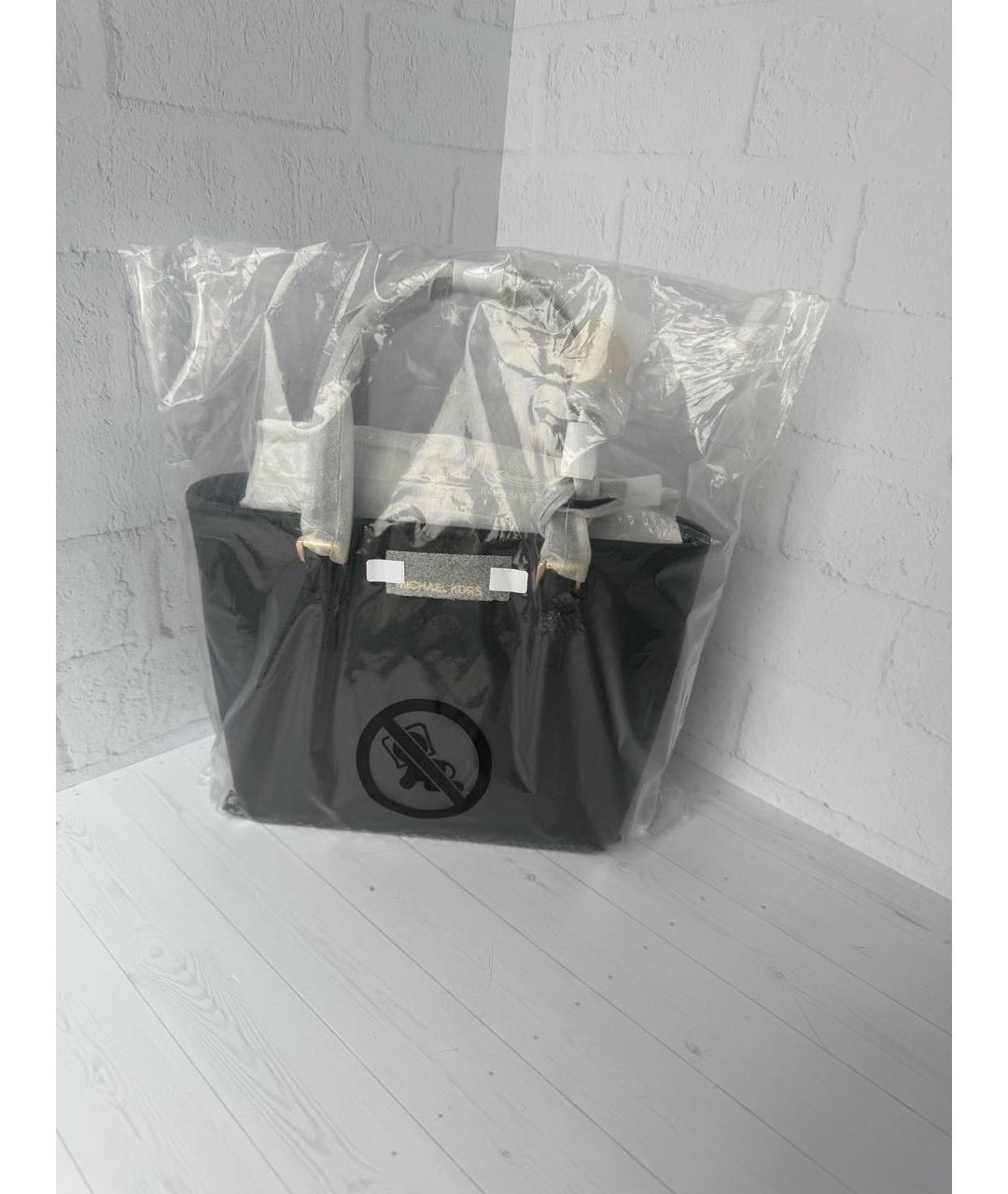 MICHAEL KORS Черная кожаная сумка тоут, фото 5