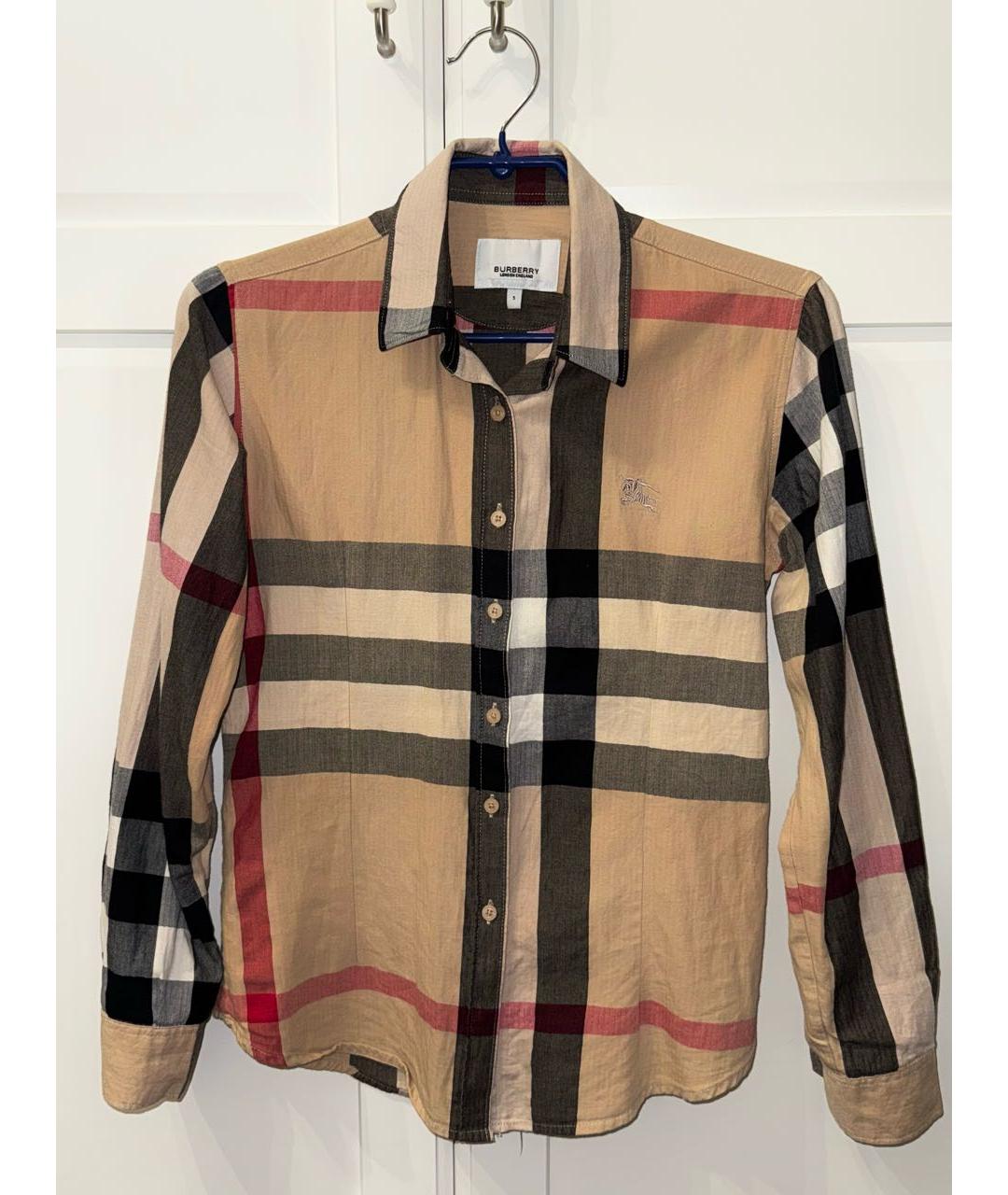 BURBERRY Бежевая хлопковая рубашка, фото 5
