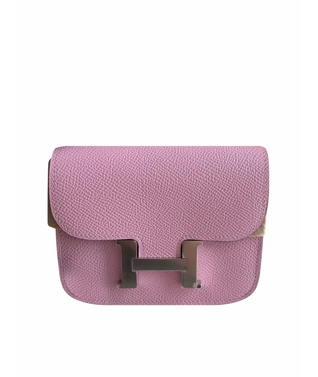 HERMES Розовая кожаная поясная сумка, фото 1