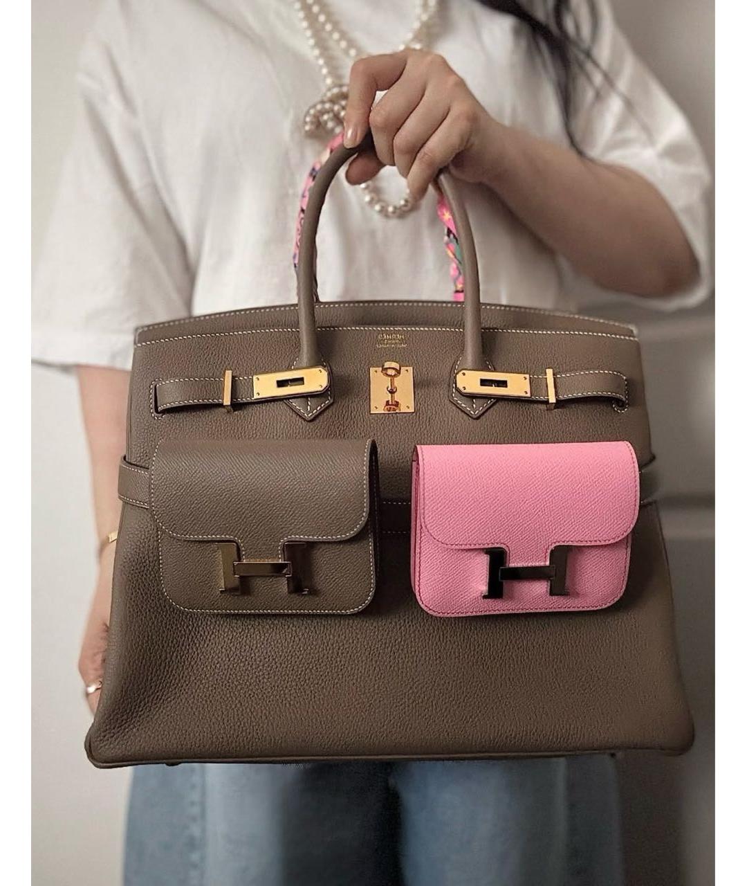 HERMES Розовая кожаная поясная сумка, фото 3