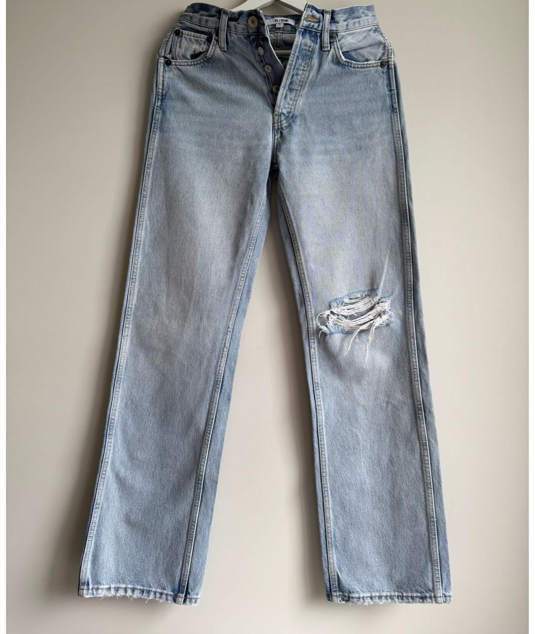 Re done Голубые хлопковые прямые джинсы, фото 7