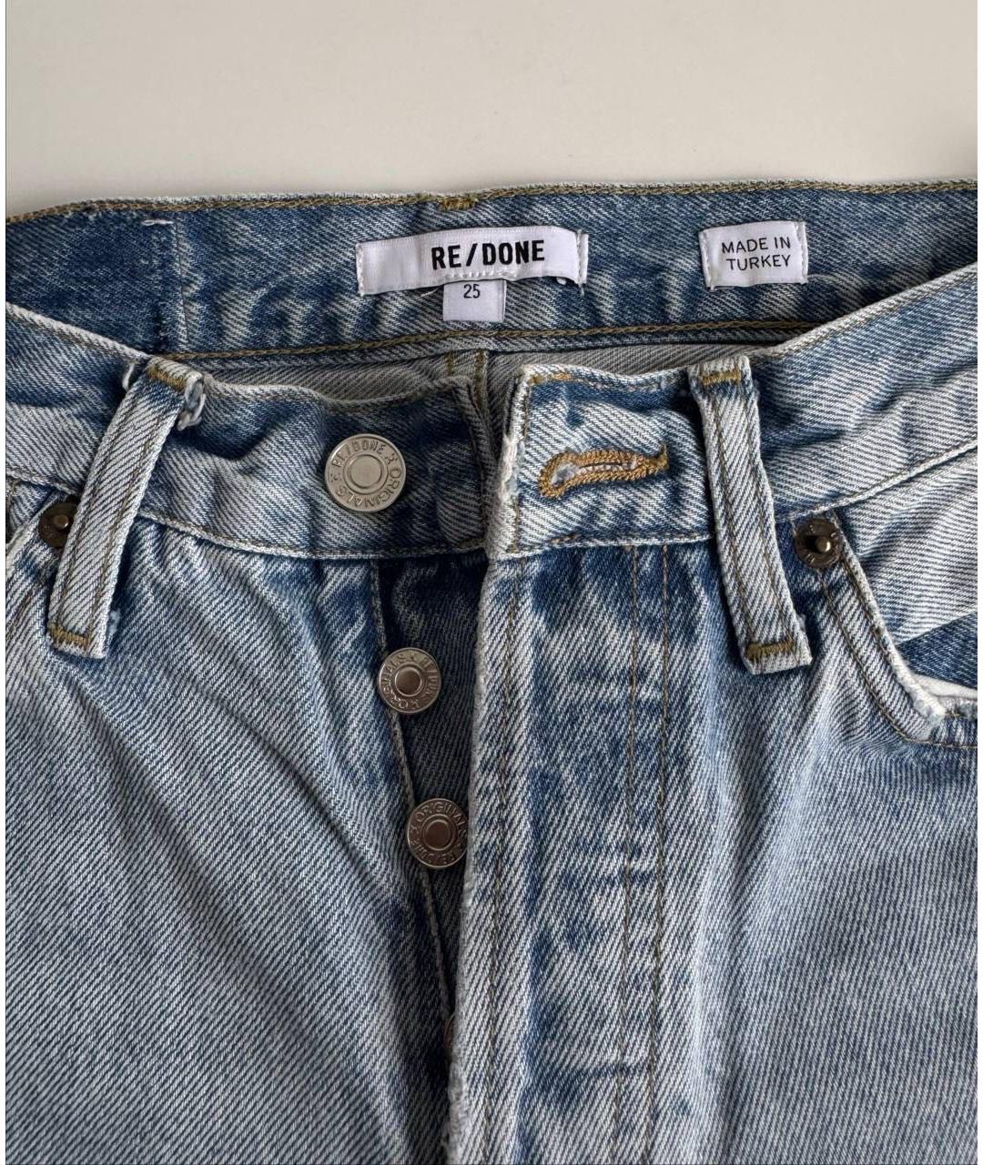 Re done Голубые хлопковые прямые джинсы, фото 6