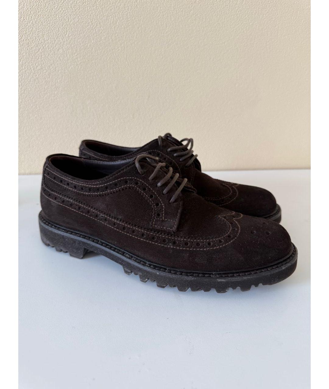 GIORGIO ARMANI Коричневые замшевые низкие ботинки, фото 4