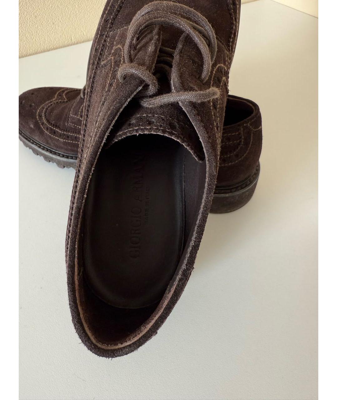 GIORGIO ARMANI Коричневые замшевые низкие ботинки, фото 3