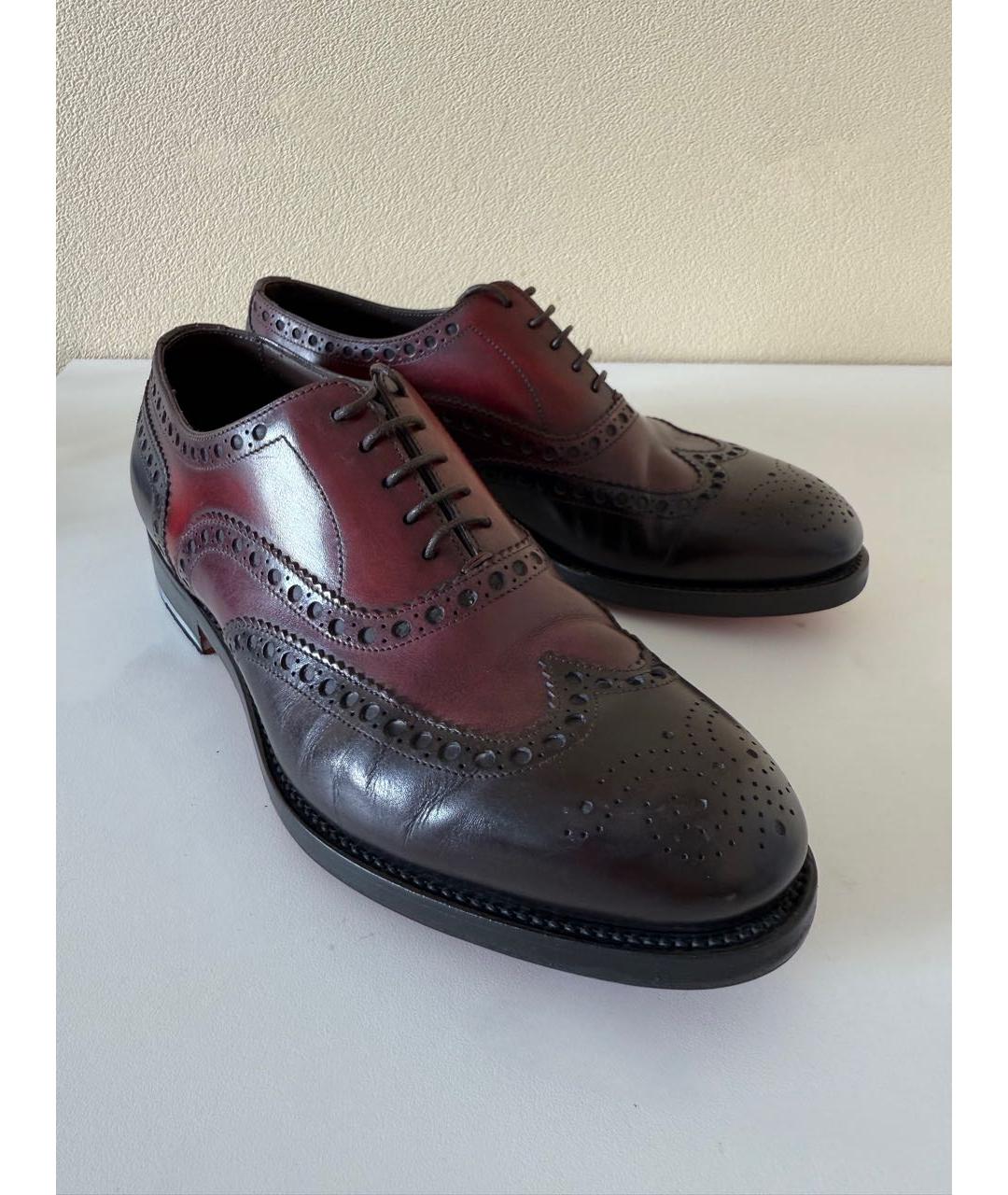 SANTONI Бордовые кожаные туфли, фото 5