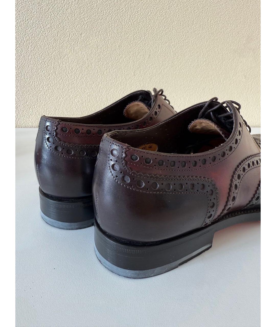 SANTONI Бордовые кожаные туфли, фото 4