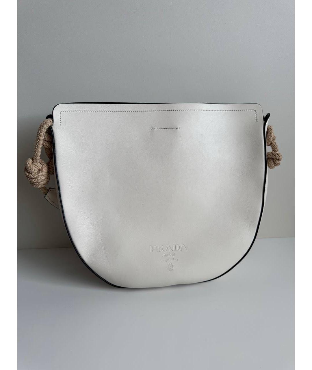 PRADA Белая кожаная сумка через плечо, фото 6