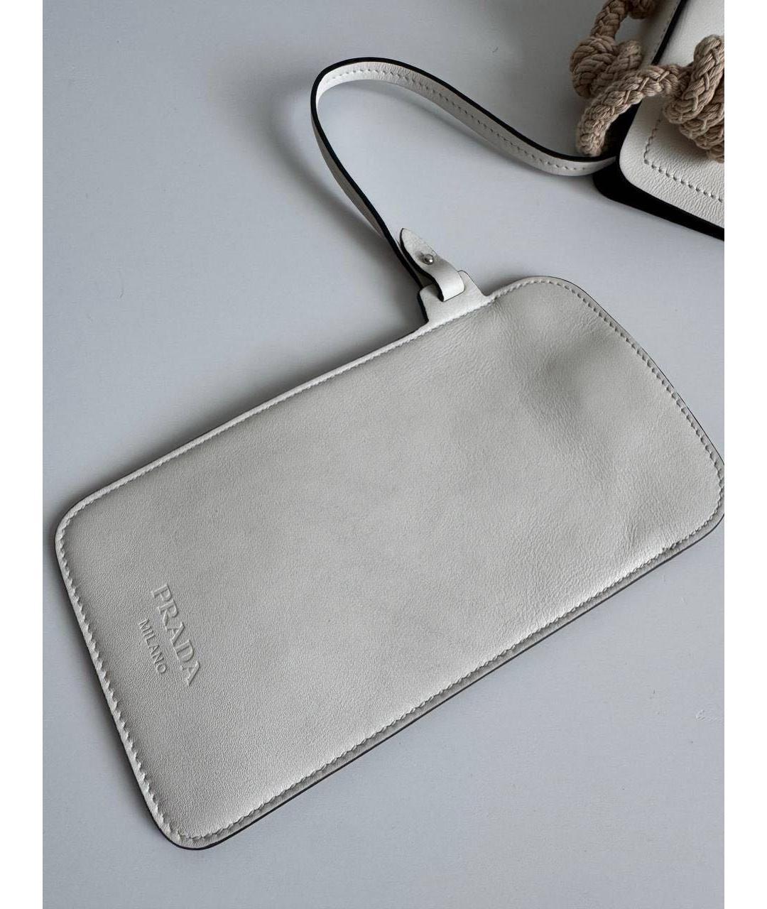 PRADA Белая кожаная сумка через плечо, фото 5