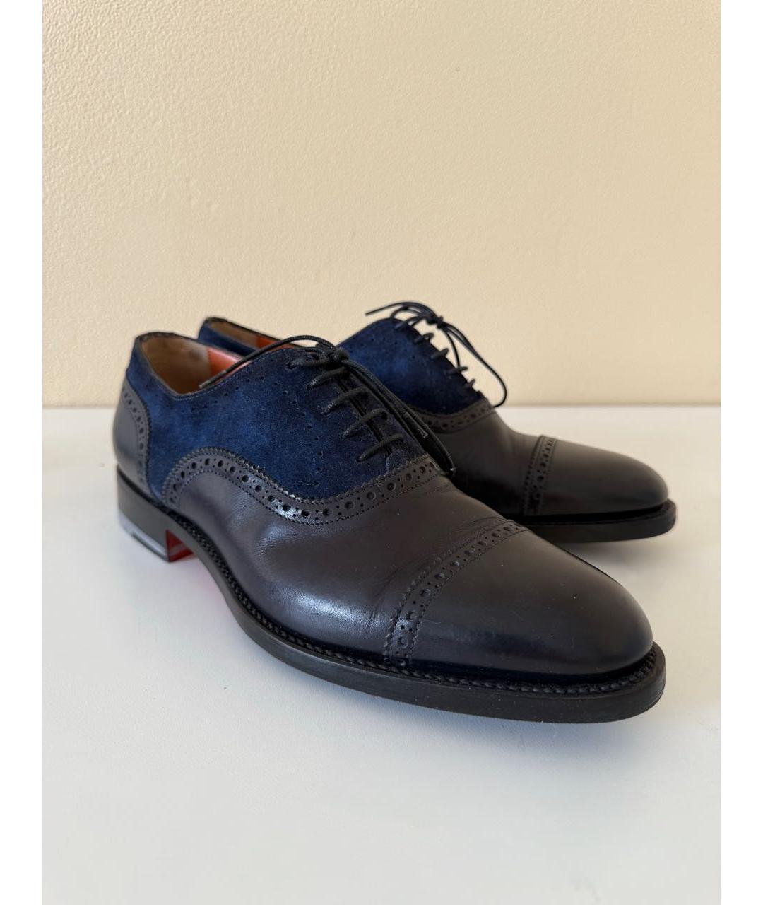 SANTONI Темно-синие кожаные туфли, фото 4