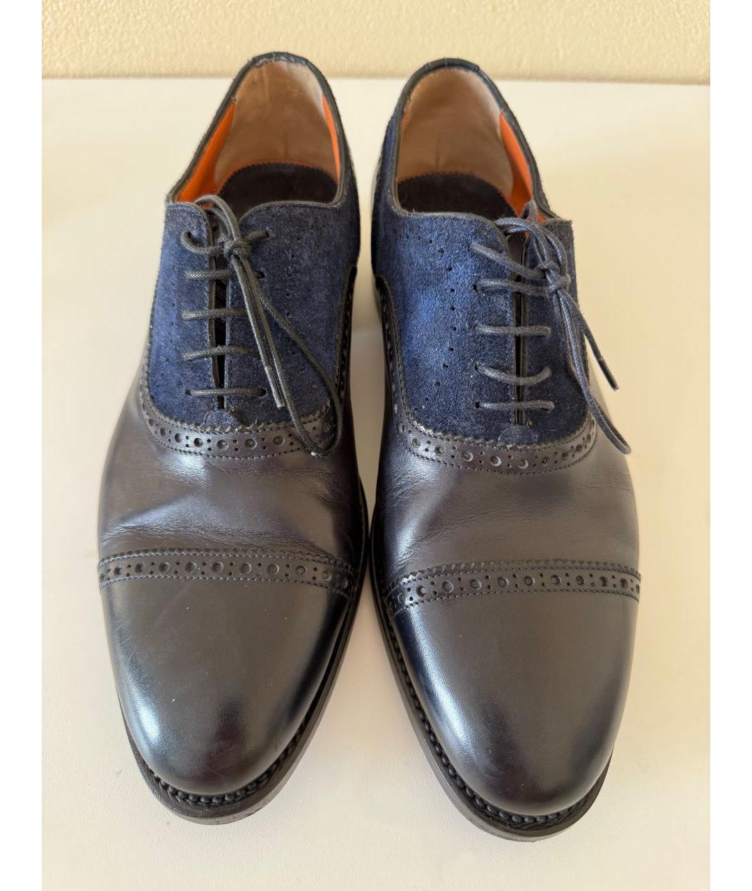 SANTONI Темно-синие кожаные туфли, фото 2