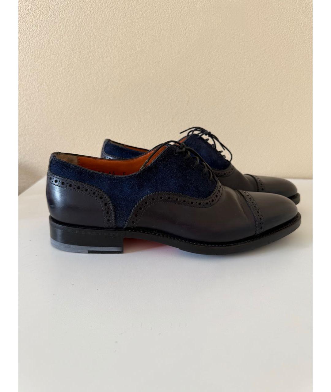 SANTONI Темно-синие кожаные туфли, фото 5