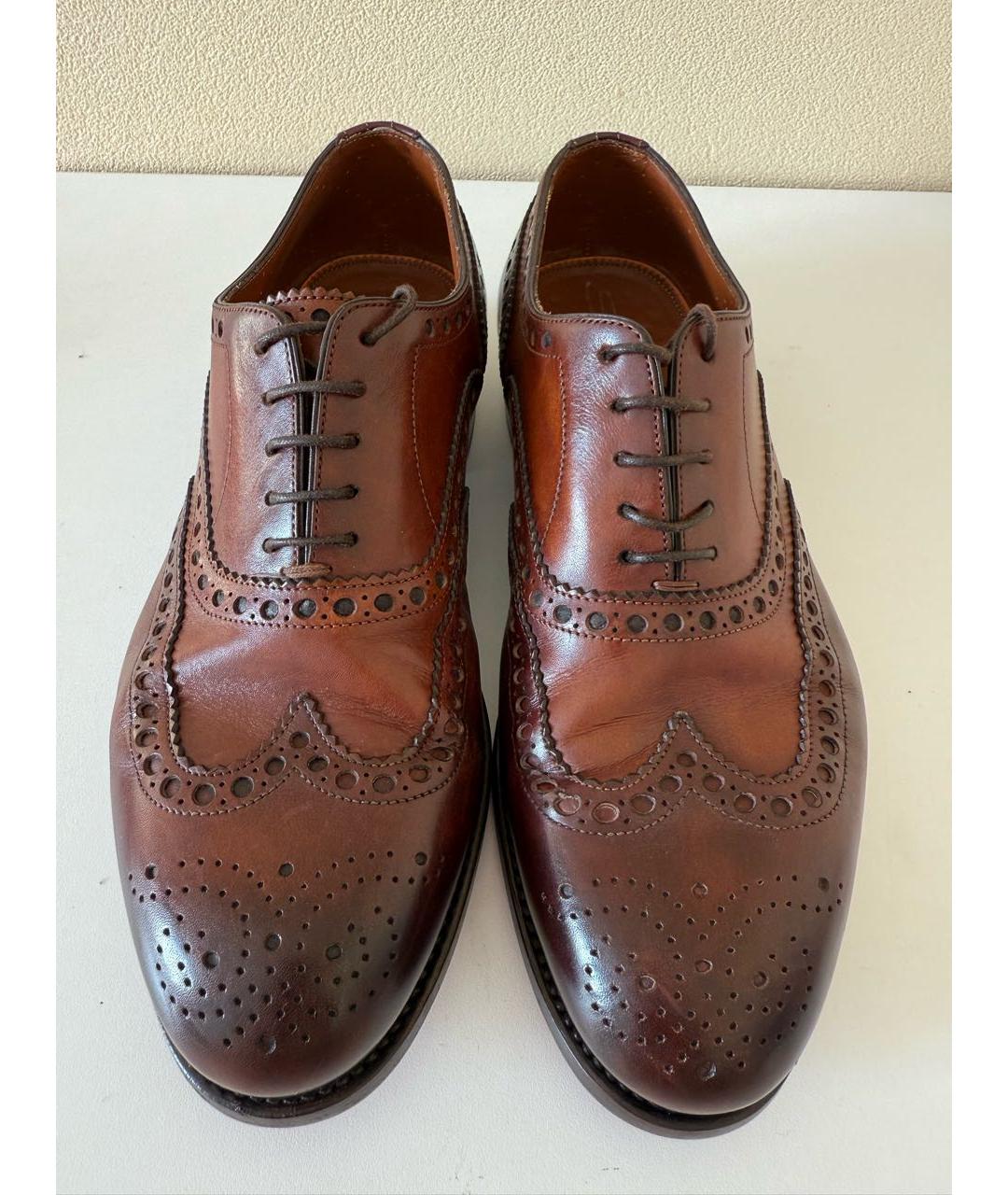 SANTONI Коричневые кожаные туфли, фото 2