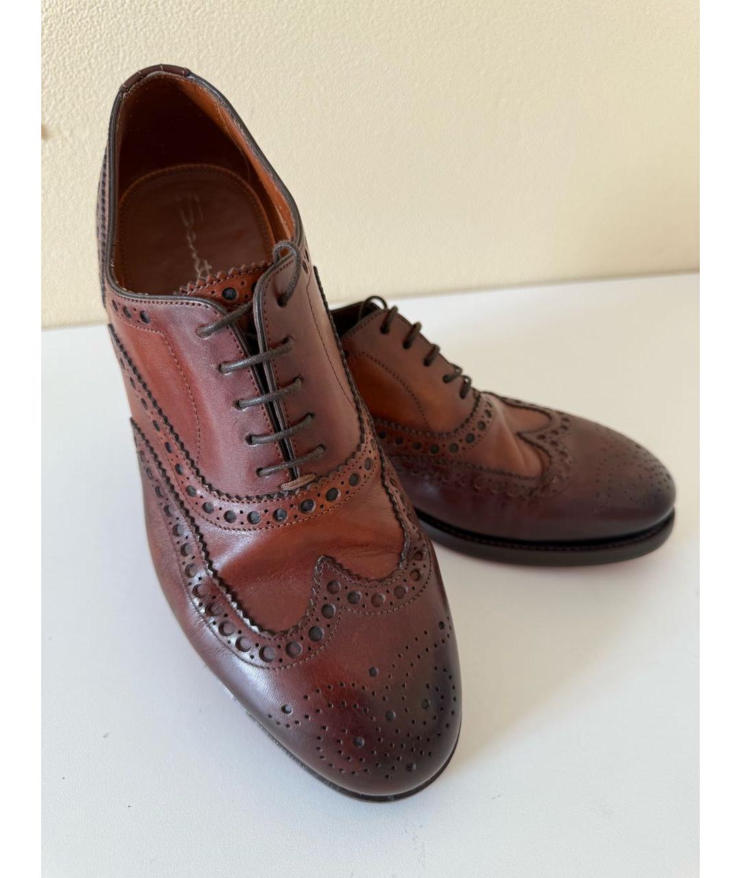 SANTONI Коричневые кожаные туфли, фото 3