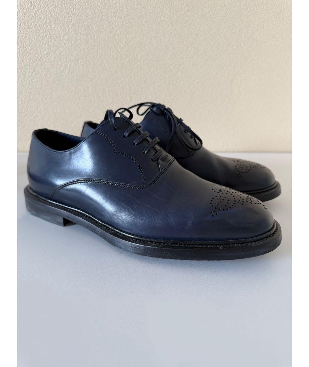 DOLCE&GABBANA Темно-синие кожаные туфли, фото 4