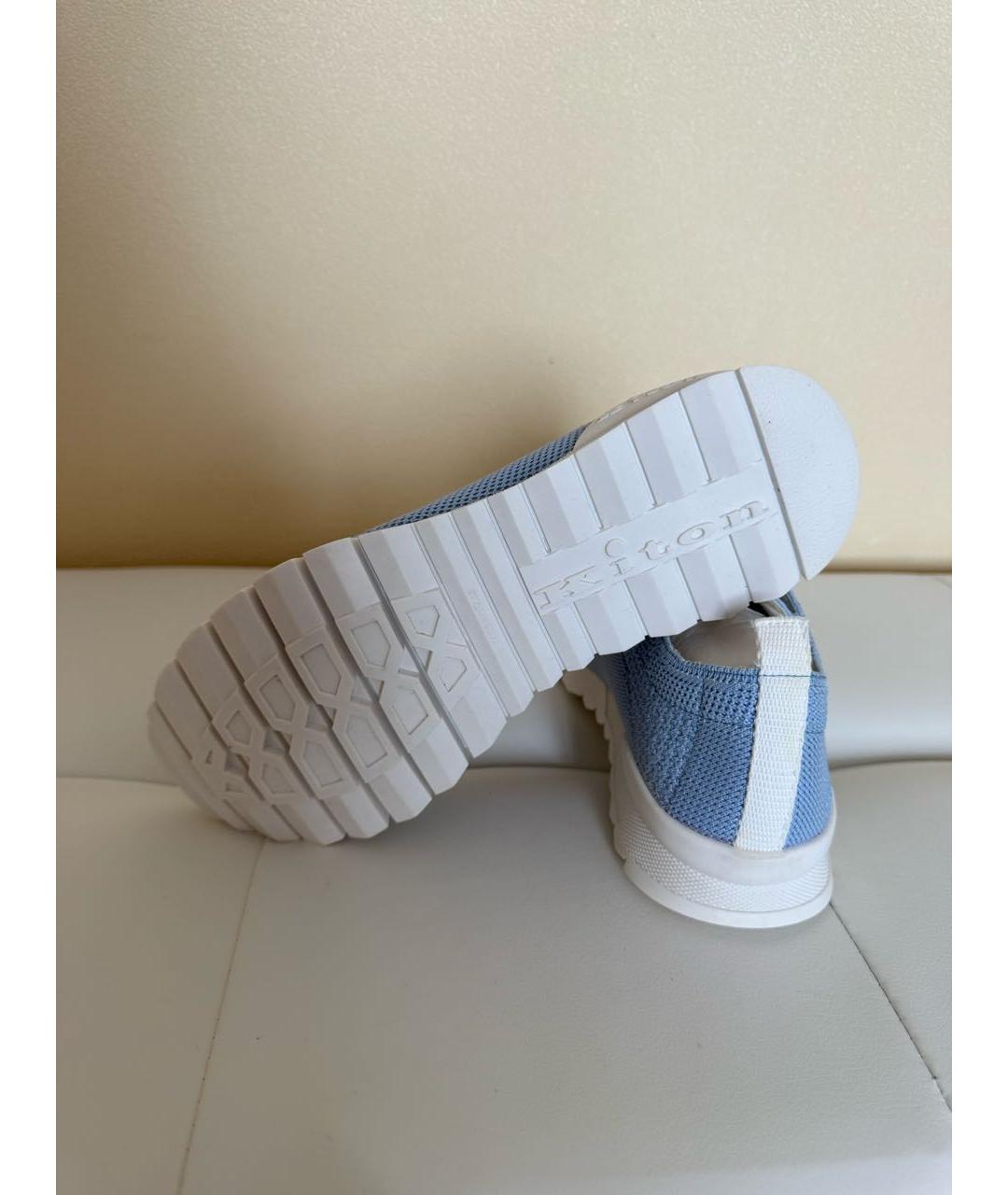 KITON Голубые текстильные кроссовки, фото 3