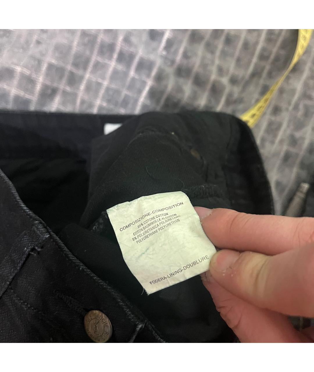 SAINT LAURENT Черные хлопко-полиэстеровые джинсы слим, фото 7