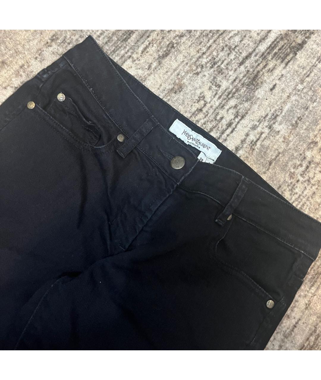 SAINT LAURENT Черные хлопко-полиэстеровые джинсы слим, фото 3