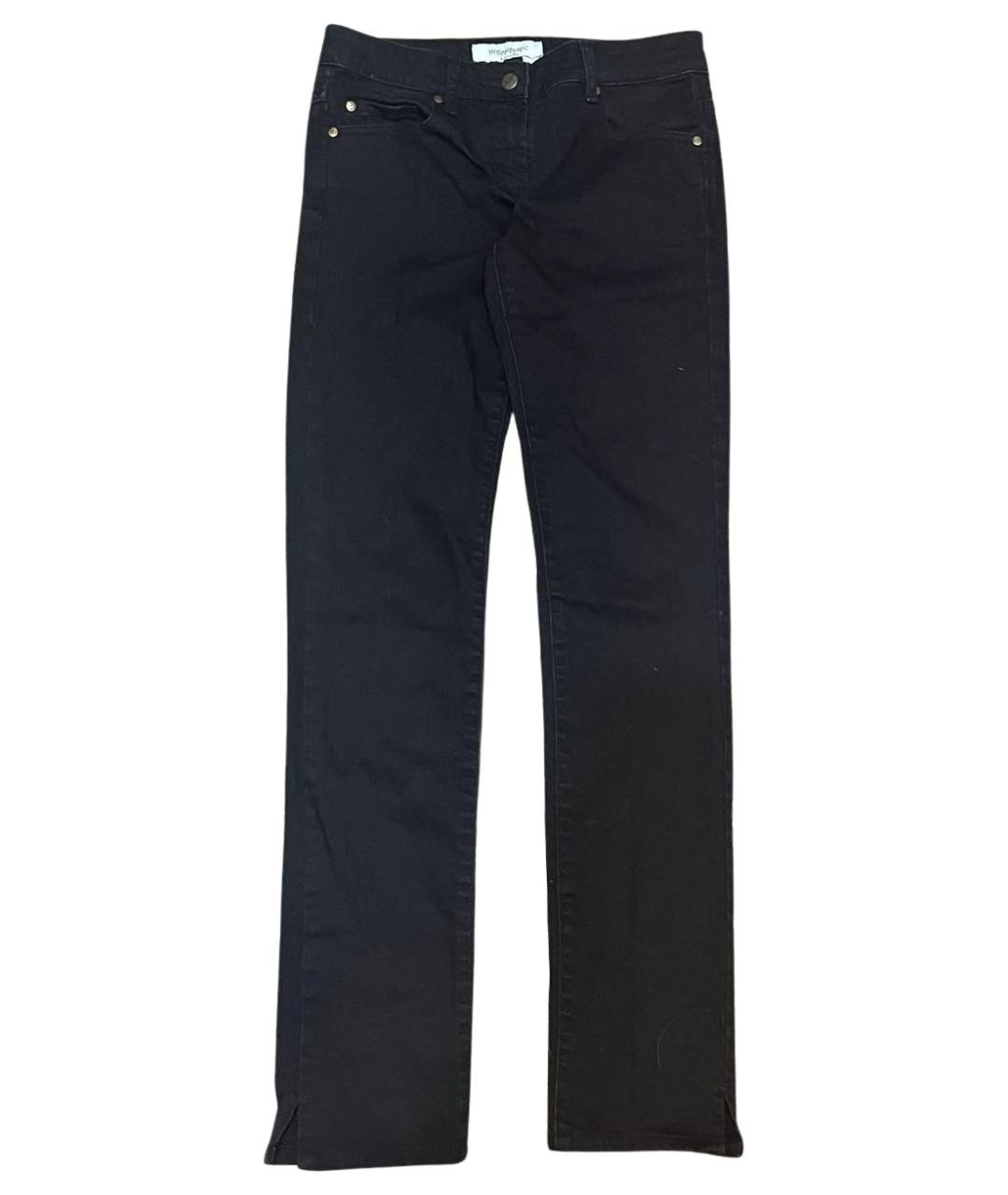 SAINT LAURENT Черные хлопко-полиэстеровые джинсы слим, фото 1