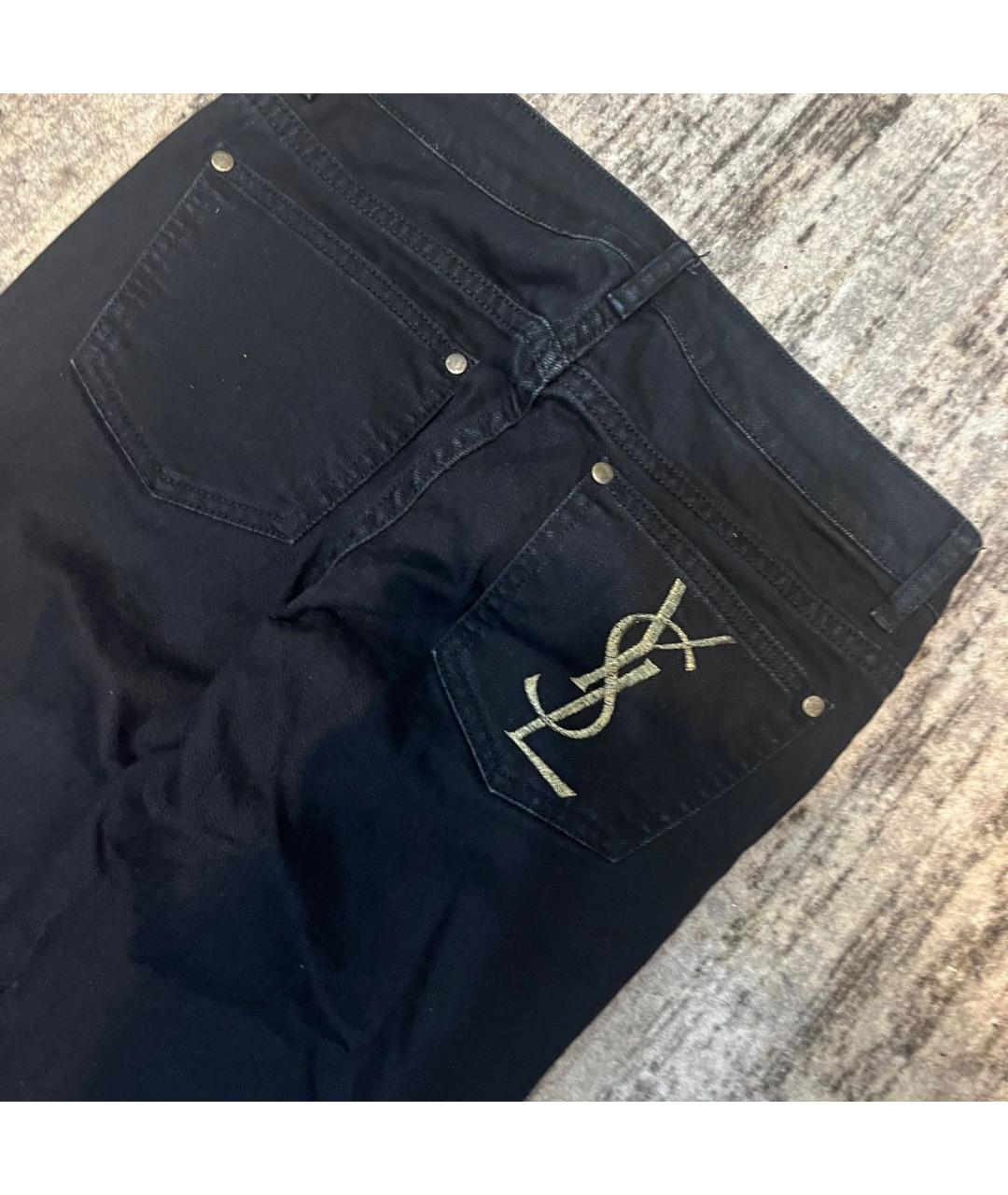 SAINT LAURENT Черные хлопко-полиэстеровые джинсы слим, фото 4