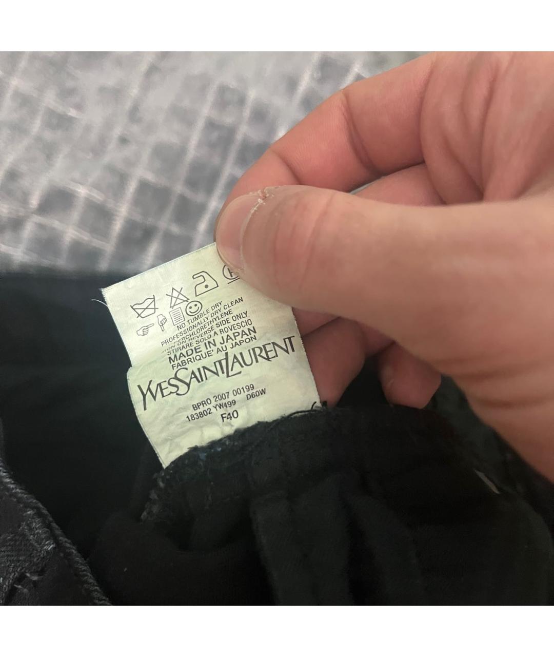 SAINT LAURENT Черные хлопко-полиэстеровые джинсы слим, фото 6
