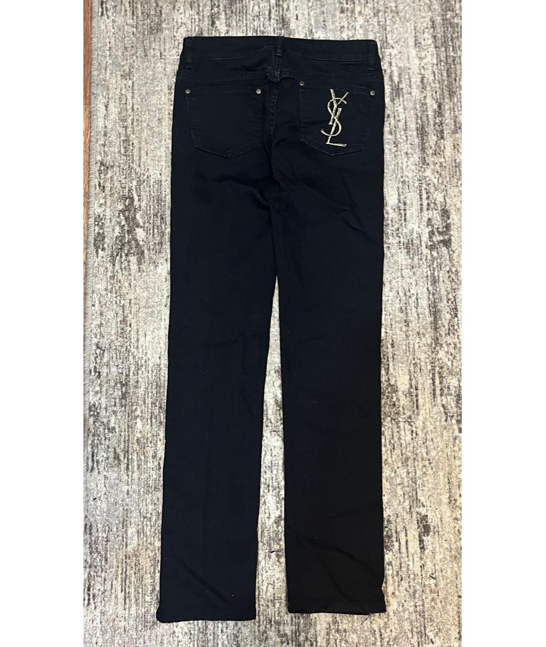 SAINT LAURENT Черные хлопко-полиэстеровые джинсы слим, фото 2