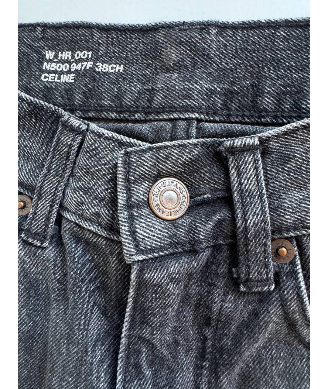 CELINE Черные хлопковые прямые джинсы, фото 5