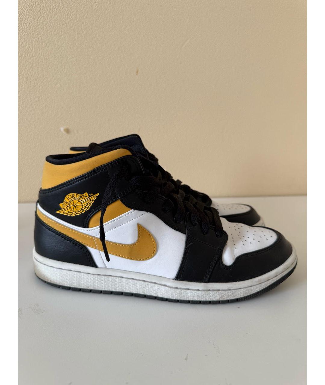 JORDAN Желтые кожаные низкие кроссовки / кеды, фото 4