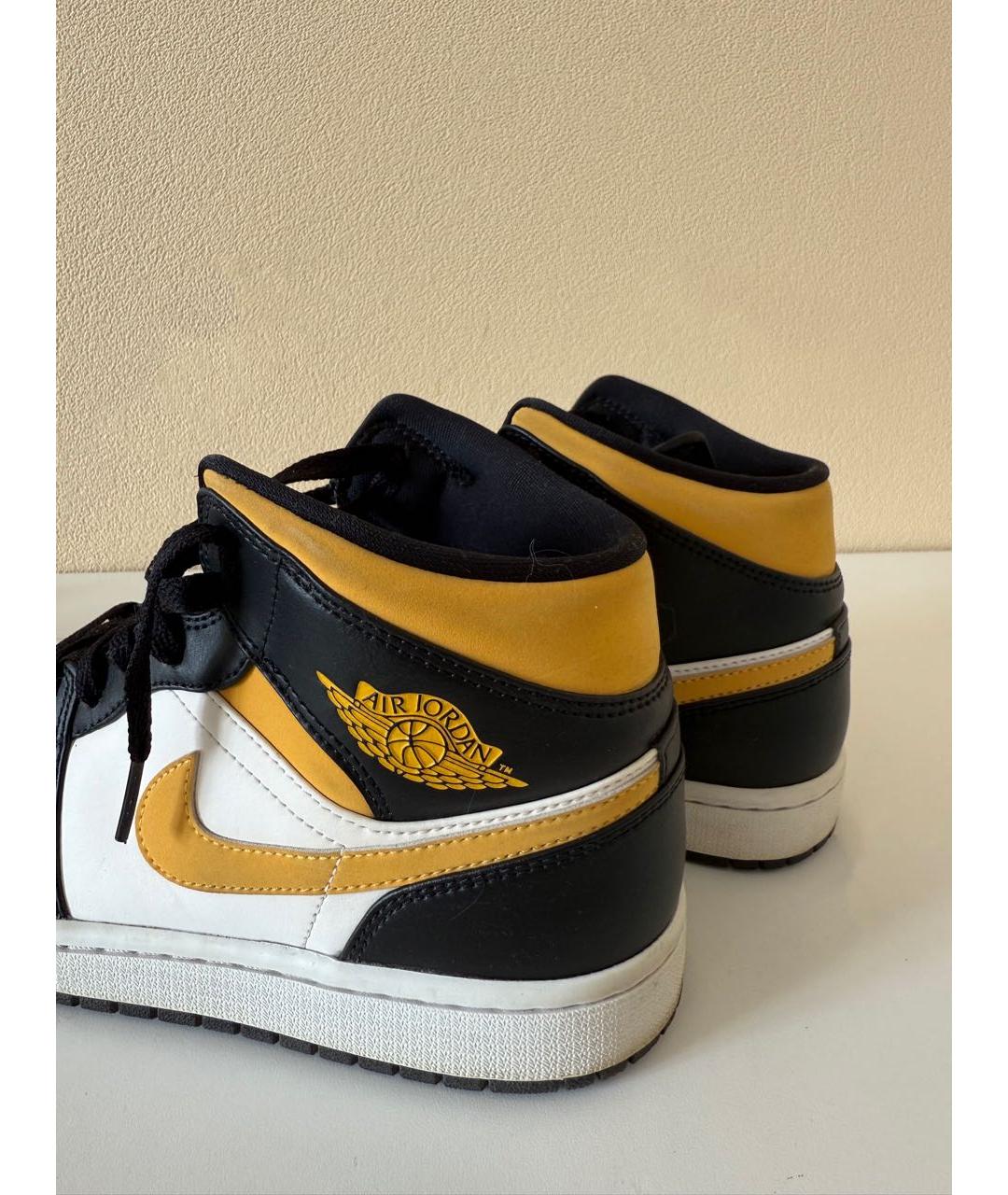 JORDAN Желтые кожаные низкие кроссовки / кеды, фото 3