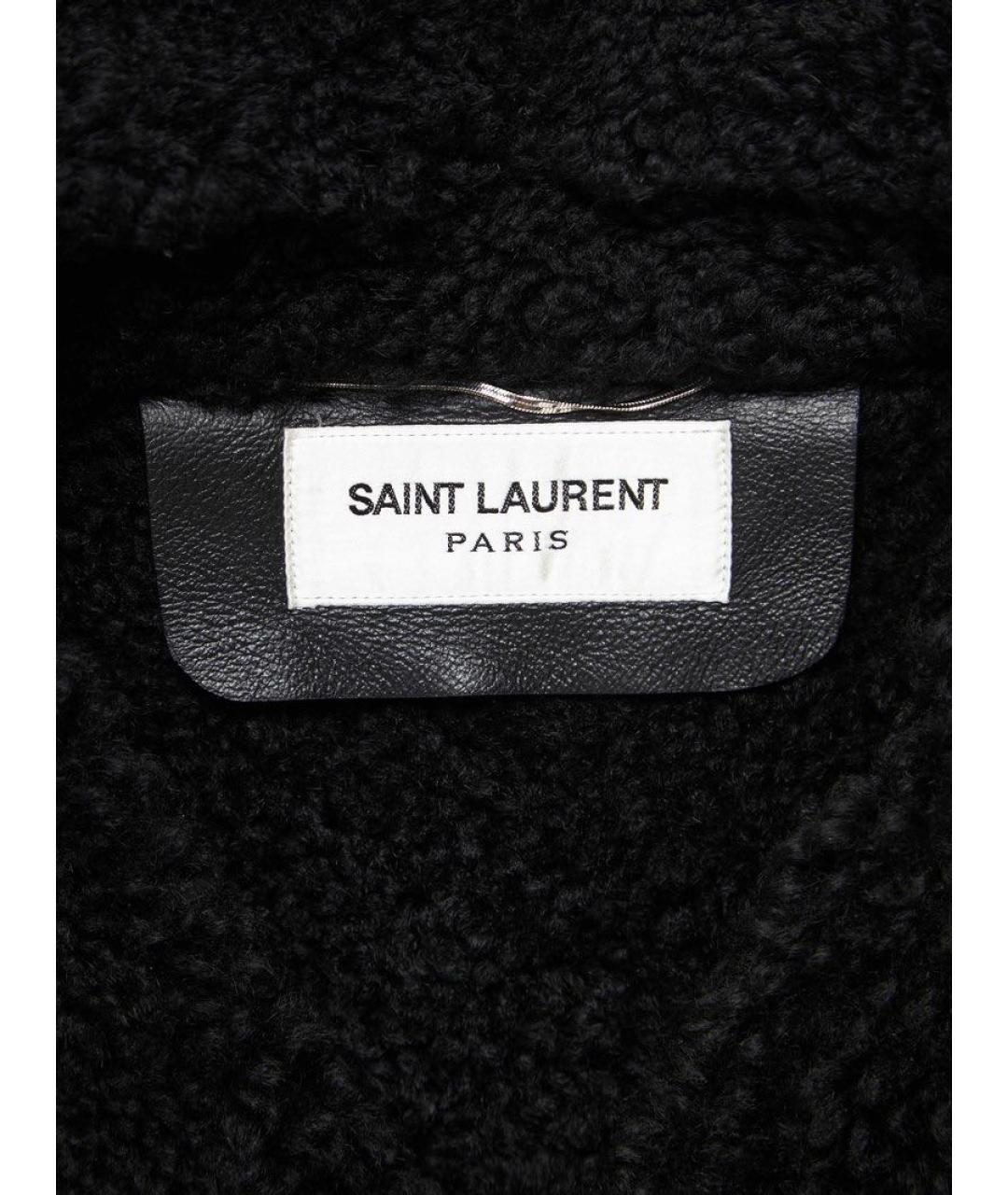 SAINT LAURENT Черная кожаная дубленка/шуба, фото 4