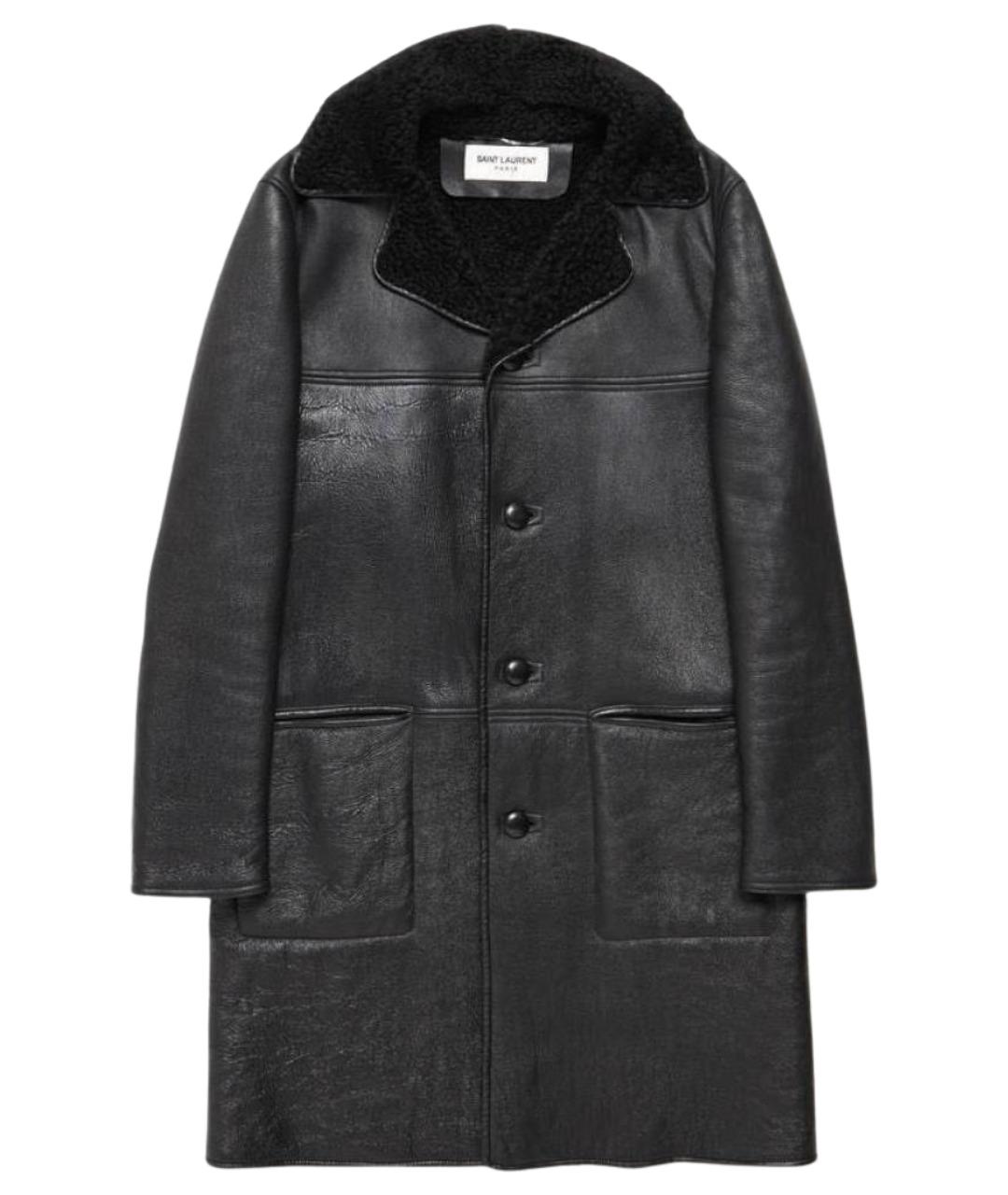 SAINT LAURENT Черная кожаная дубленка/шуба, фото 1
