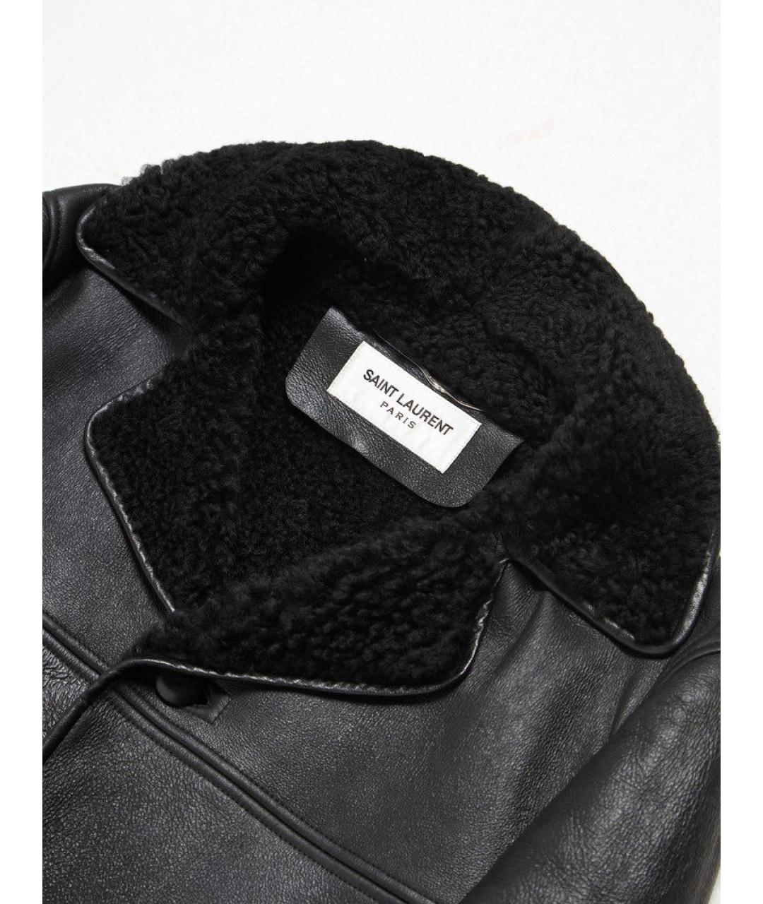 SAINT LAURENT Черная кожаная дубленка/шуба, фото 3