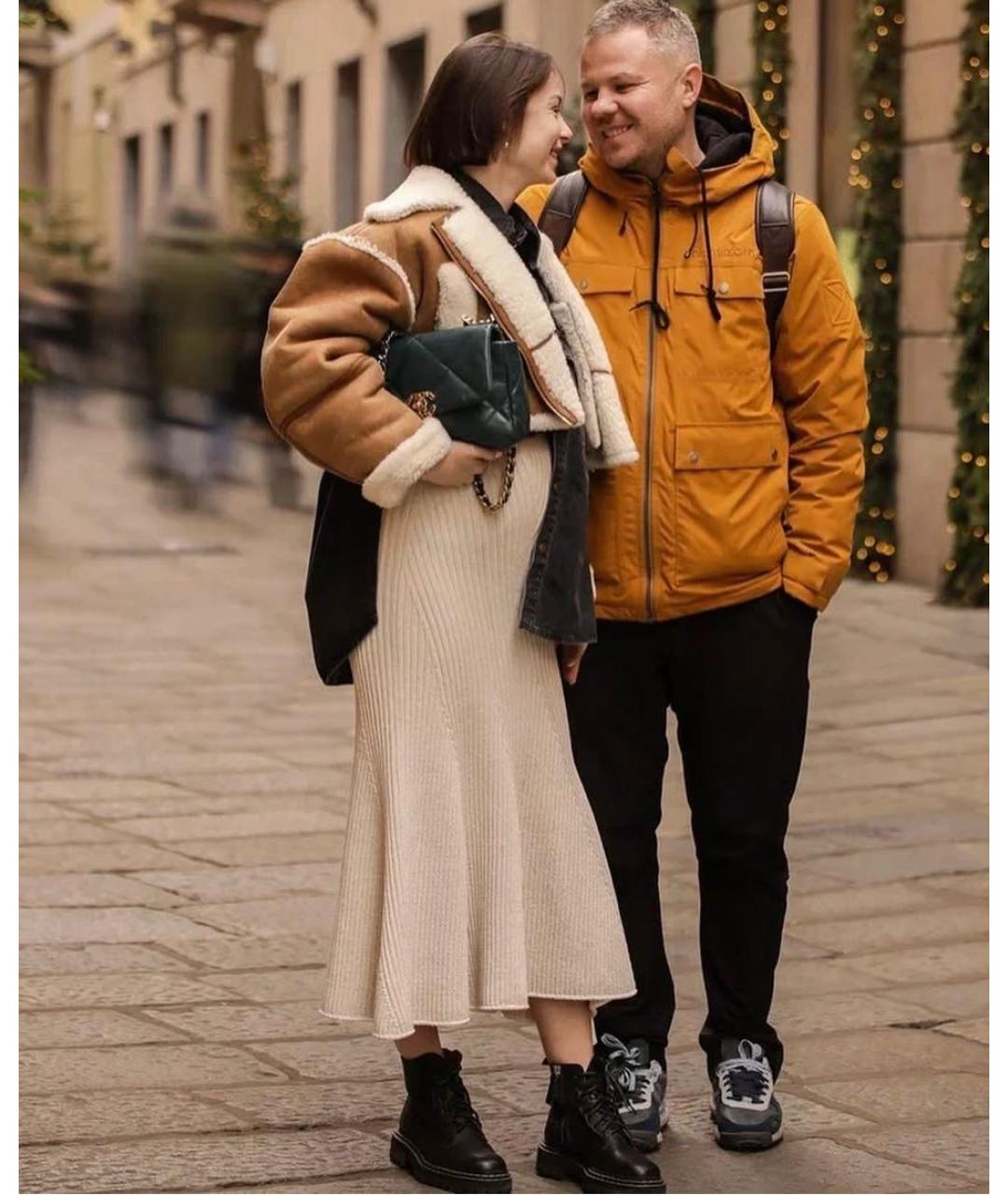 MONCLER Бежевая хлопковая юбка миди, фото 8