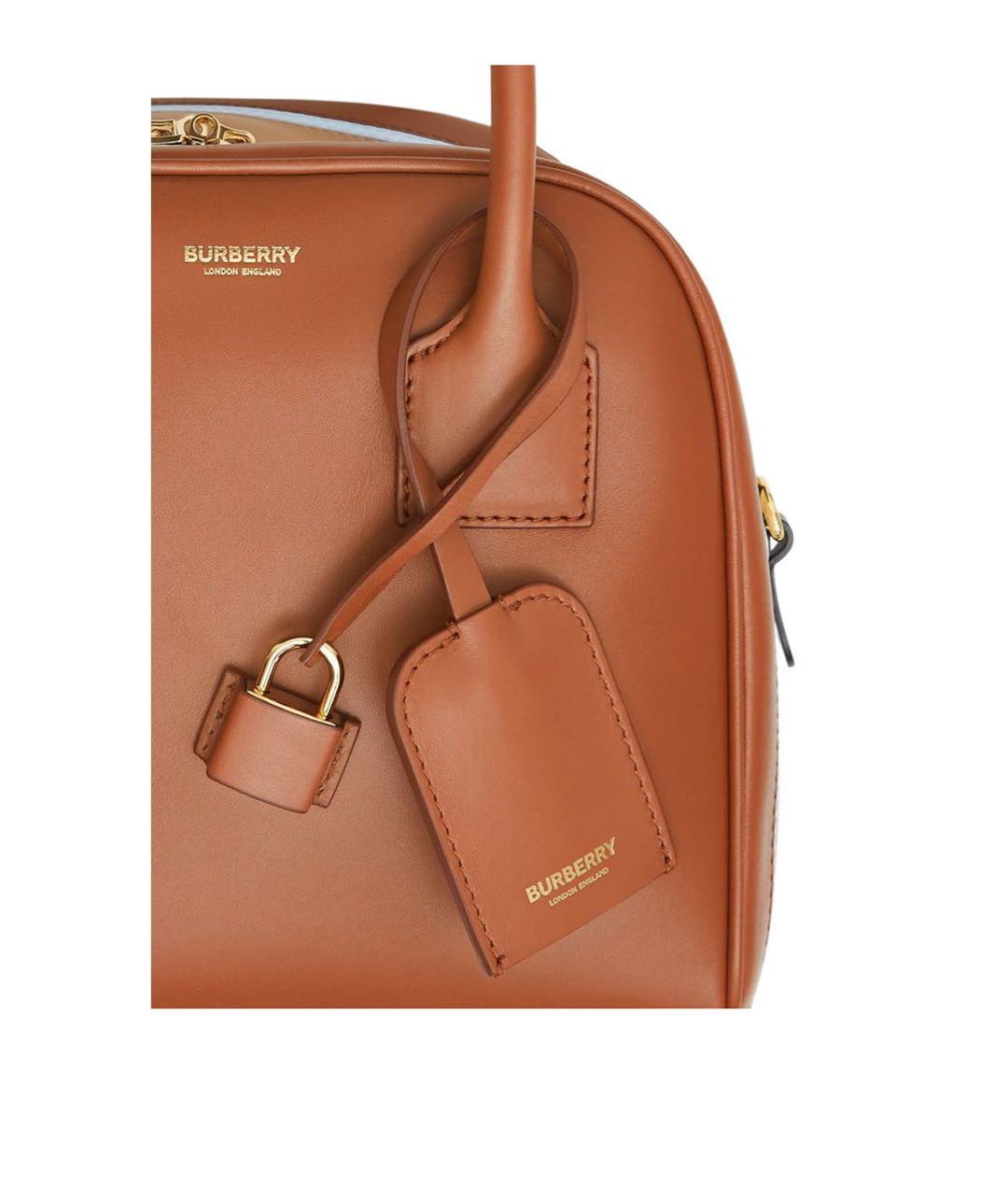 BURBERRY Коричневая кожаная сумка с короткими ручками, фото 2